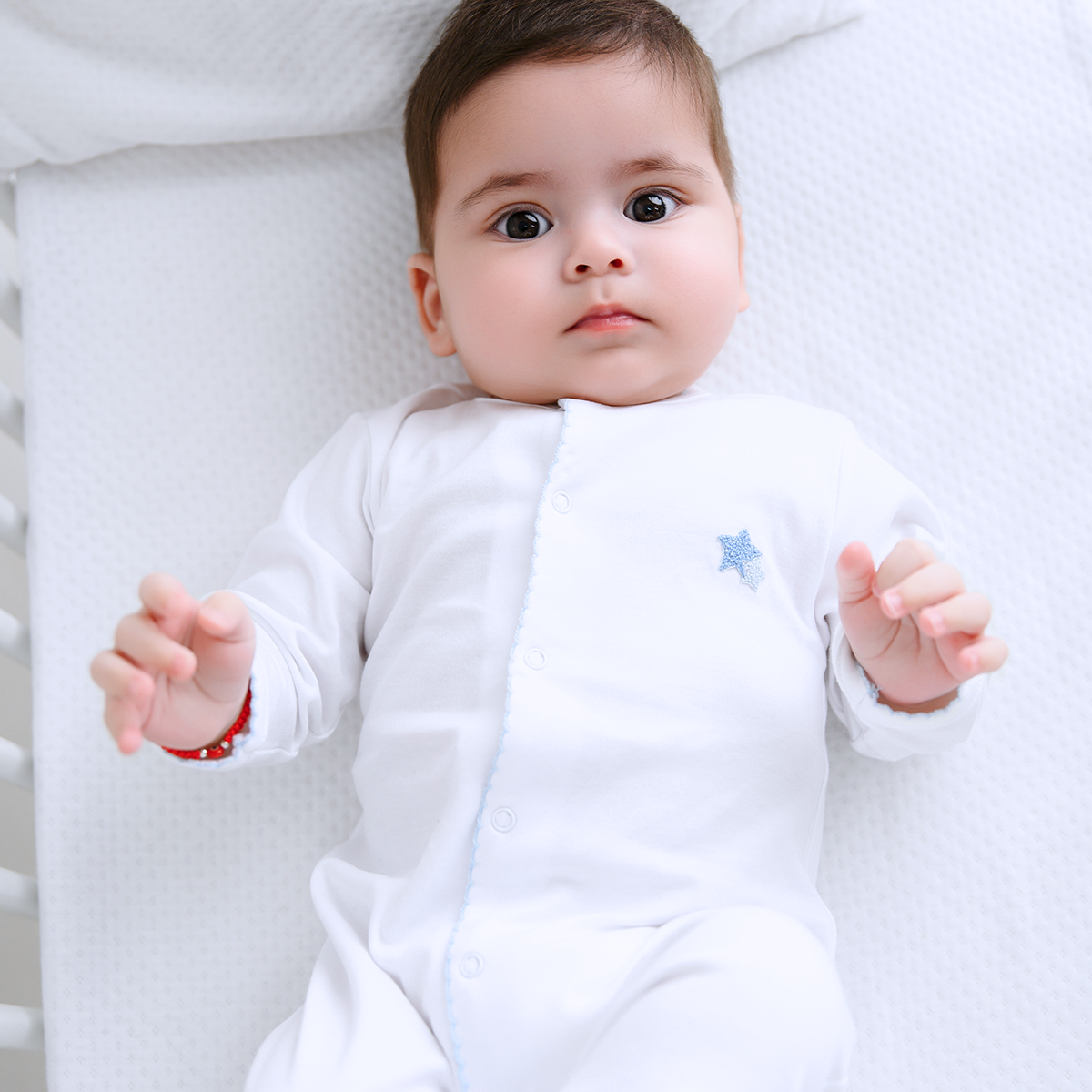 Double Stars Embroidery Footie | Baby Boy