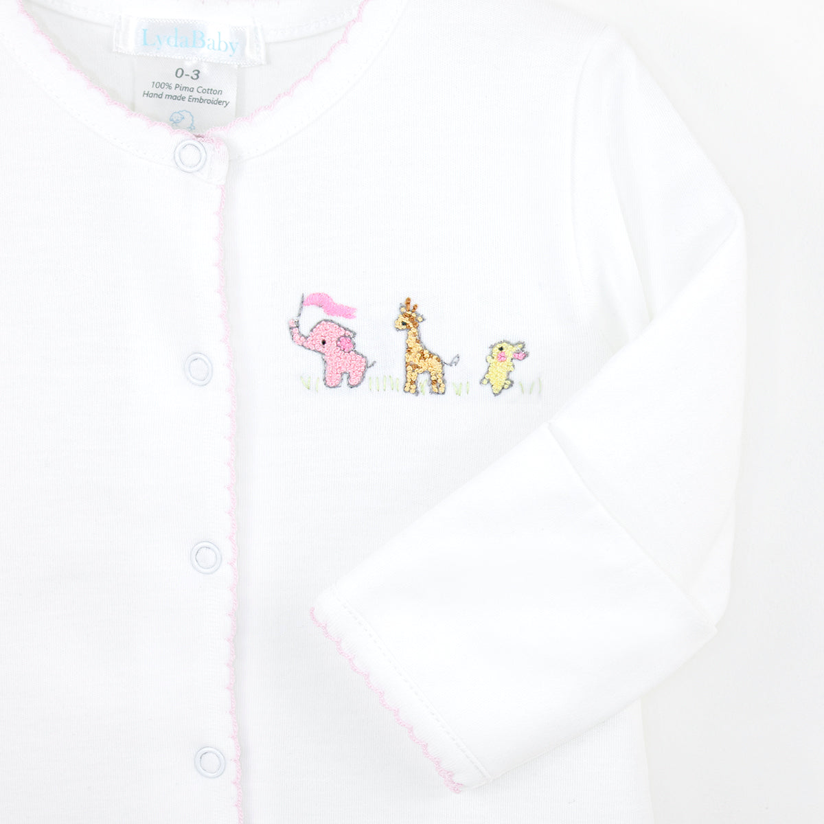 Baby Animals Embroidery Footie | Baby Girl