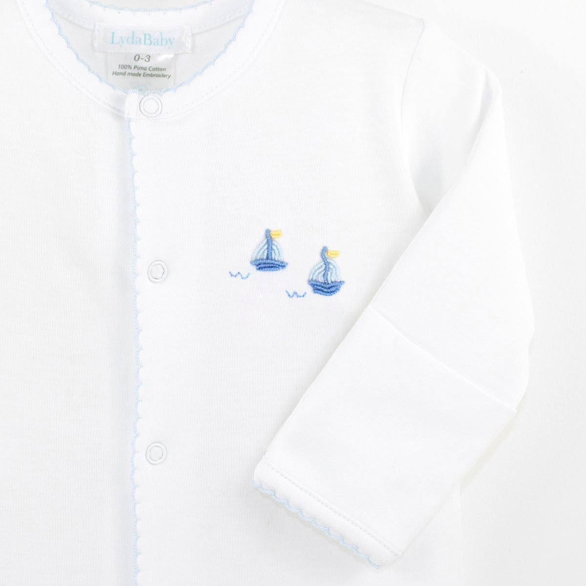 Graceful Sailboats Embroidery Footie | Baby Boy