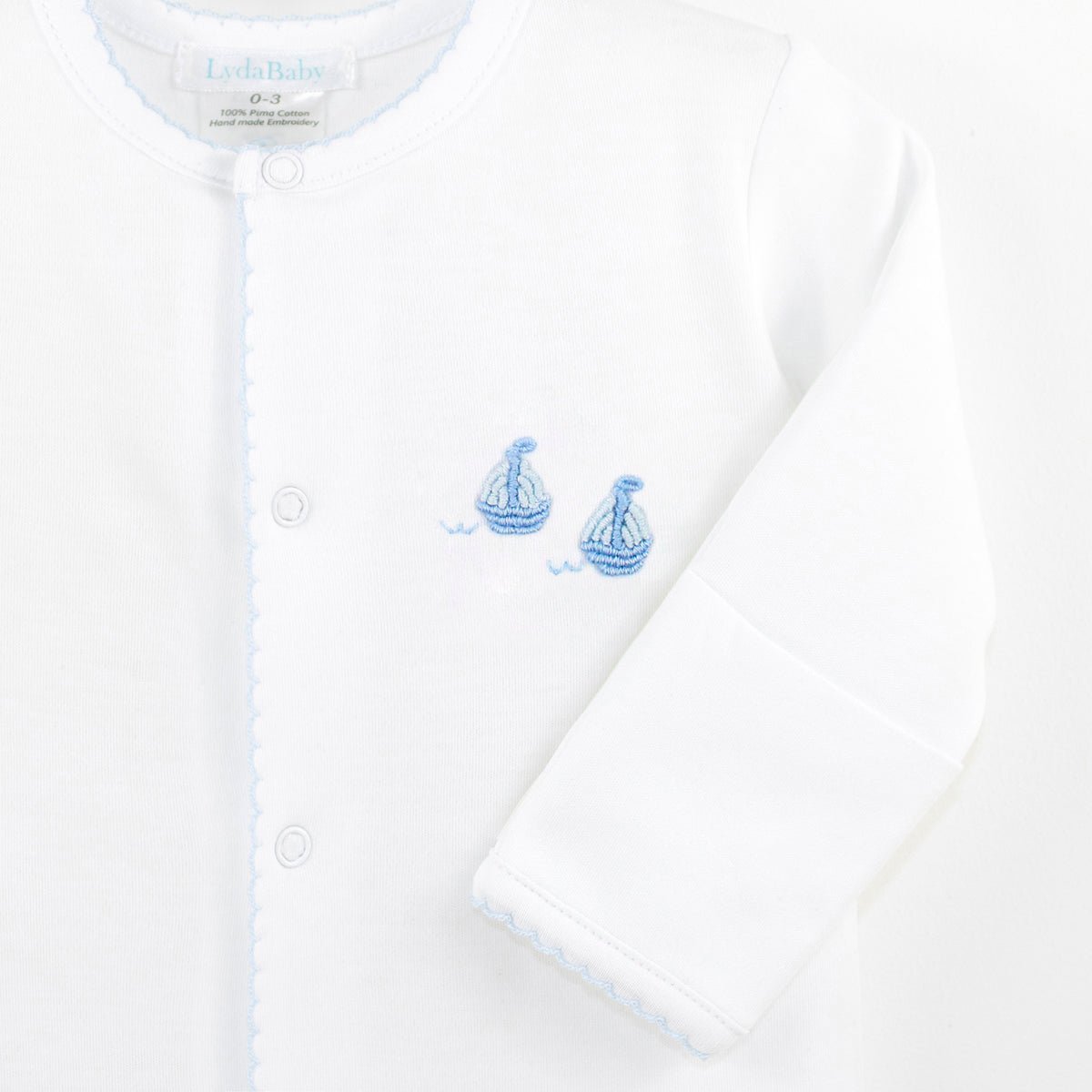 Graceful Sailboats Embroidery Footie | Baby Boy