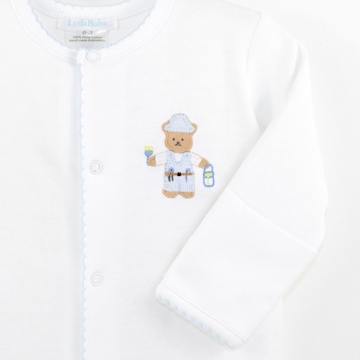 Fixer Bear Embroidery Footie | Baby Boy