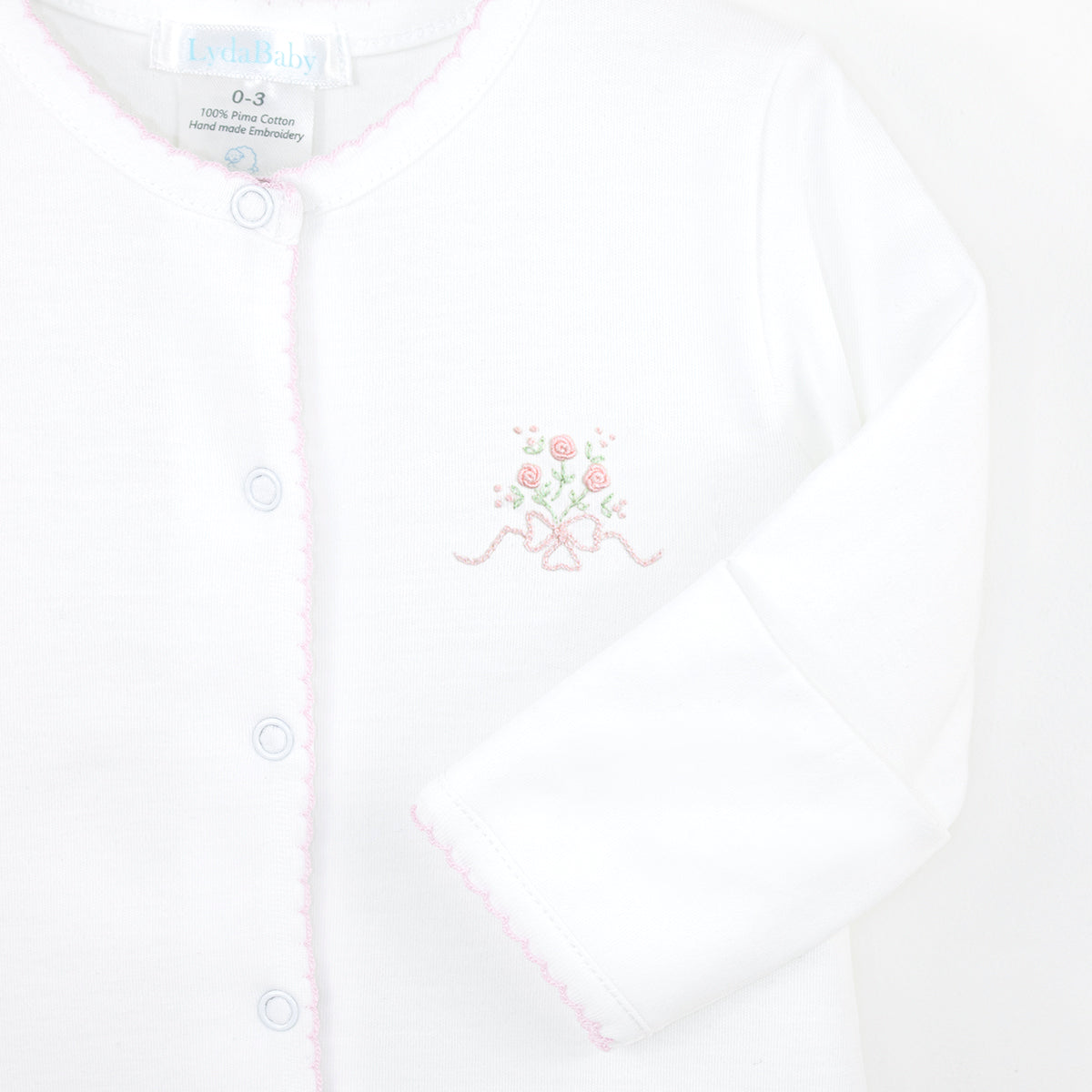 Roses and Bows Embroidery Footie | Baby Girl