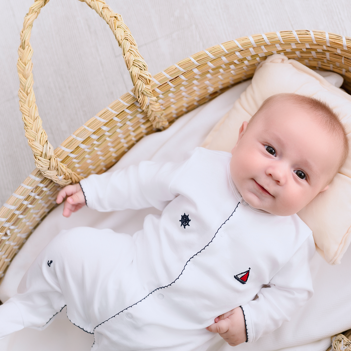 Marine Embroidery Footie | Baby Boy