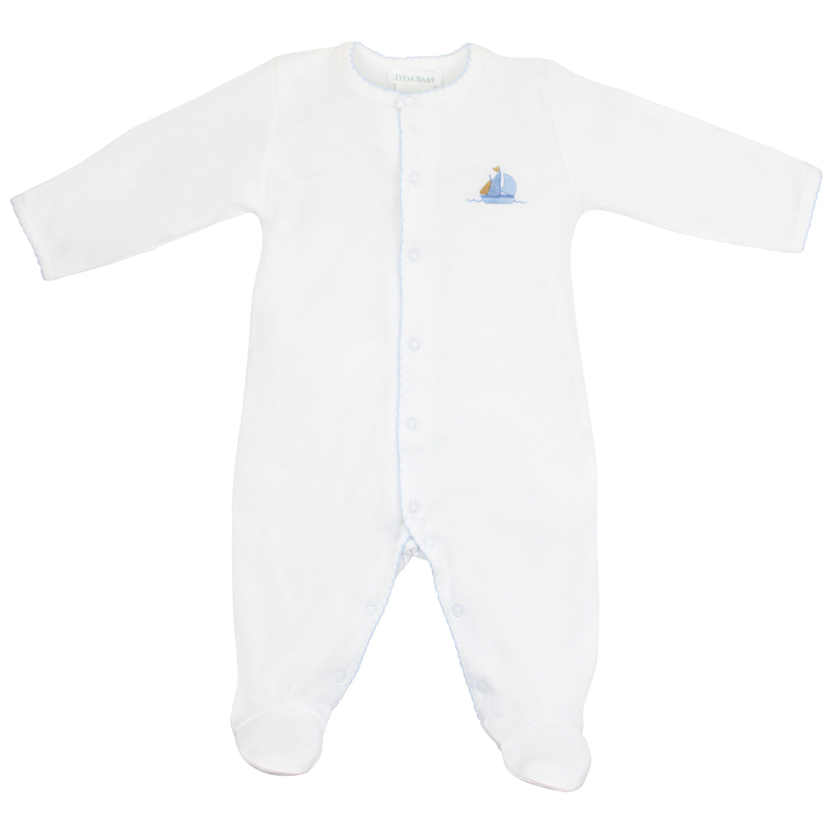 PIMA COTTON-BABY BOAT EMBROIDERY FOOTIE