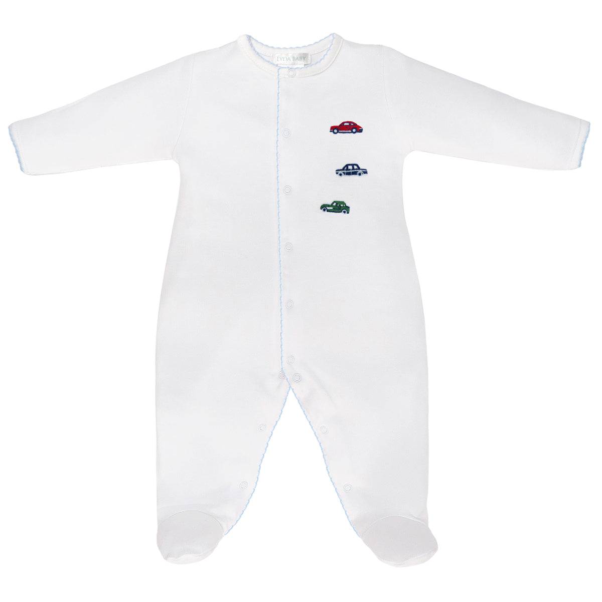 PIMA COTTON-CLASSIC CARS EMBROIDERY FOOTIE