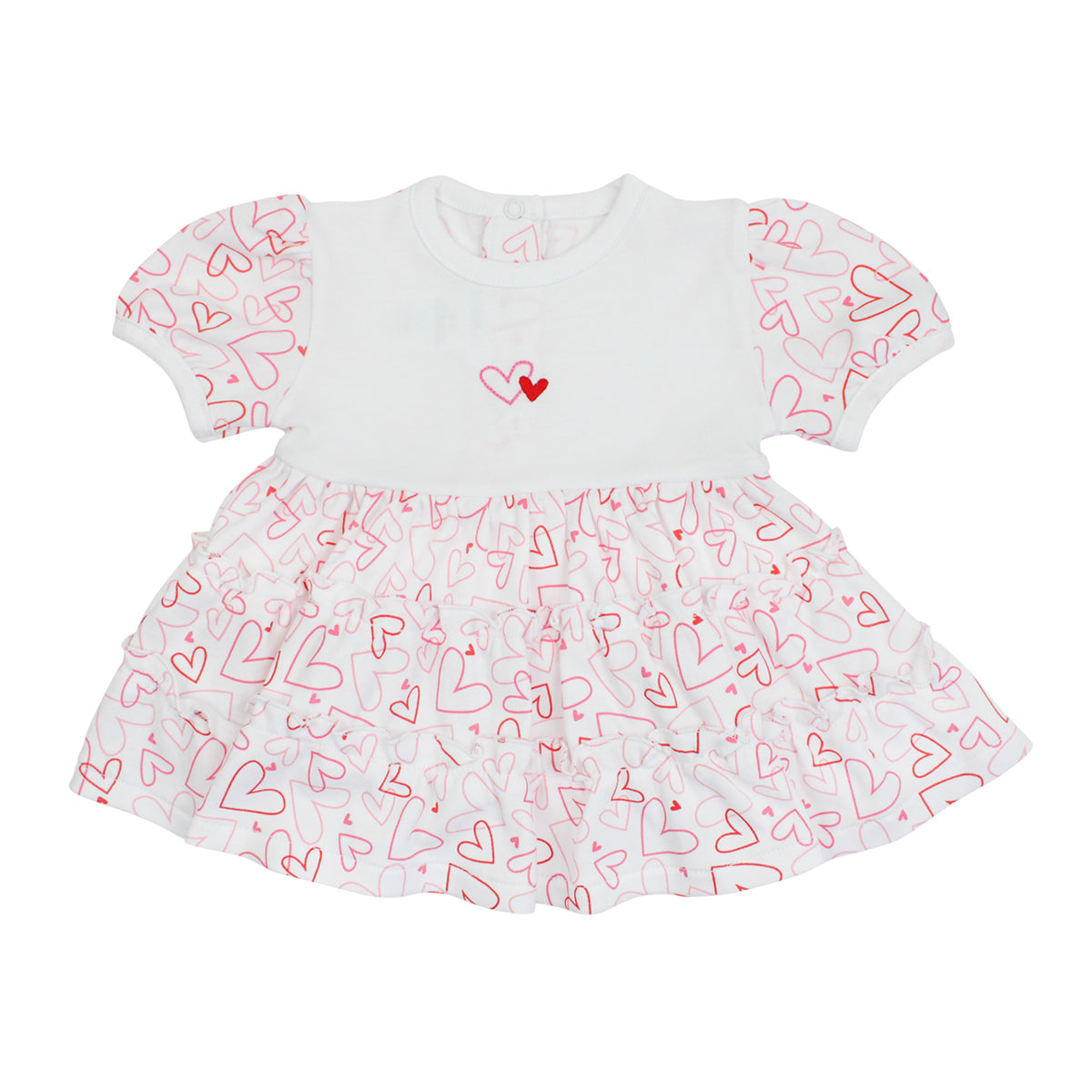 PIMA COTTON-DOODLE HEARTS DRESS