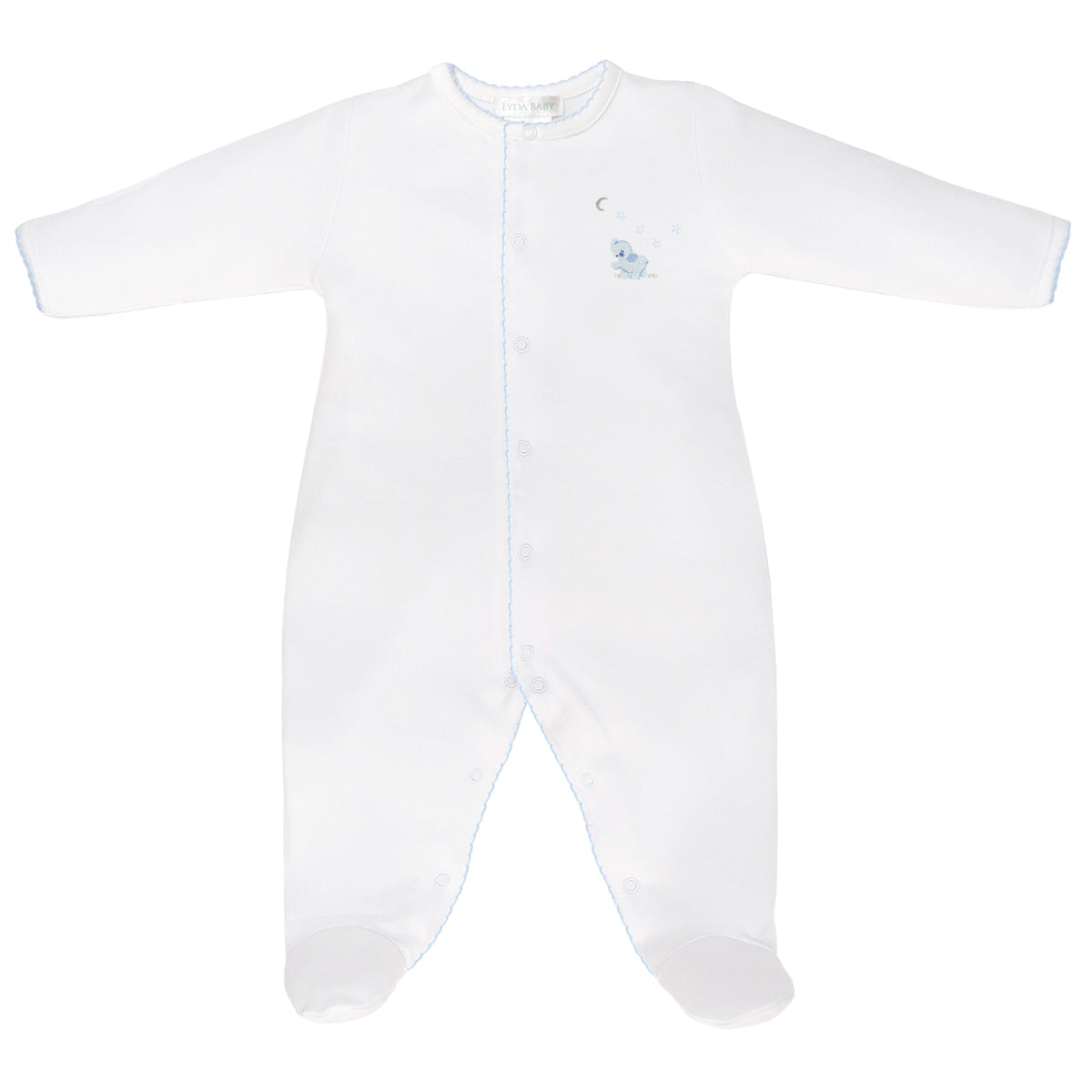 PIMA COTTON-MOON AND STARS EMBROIDERY FOOTIE