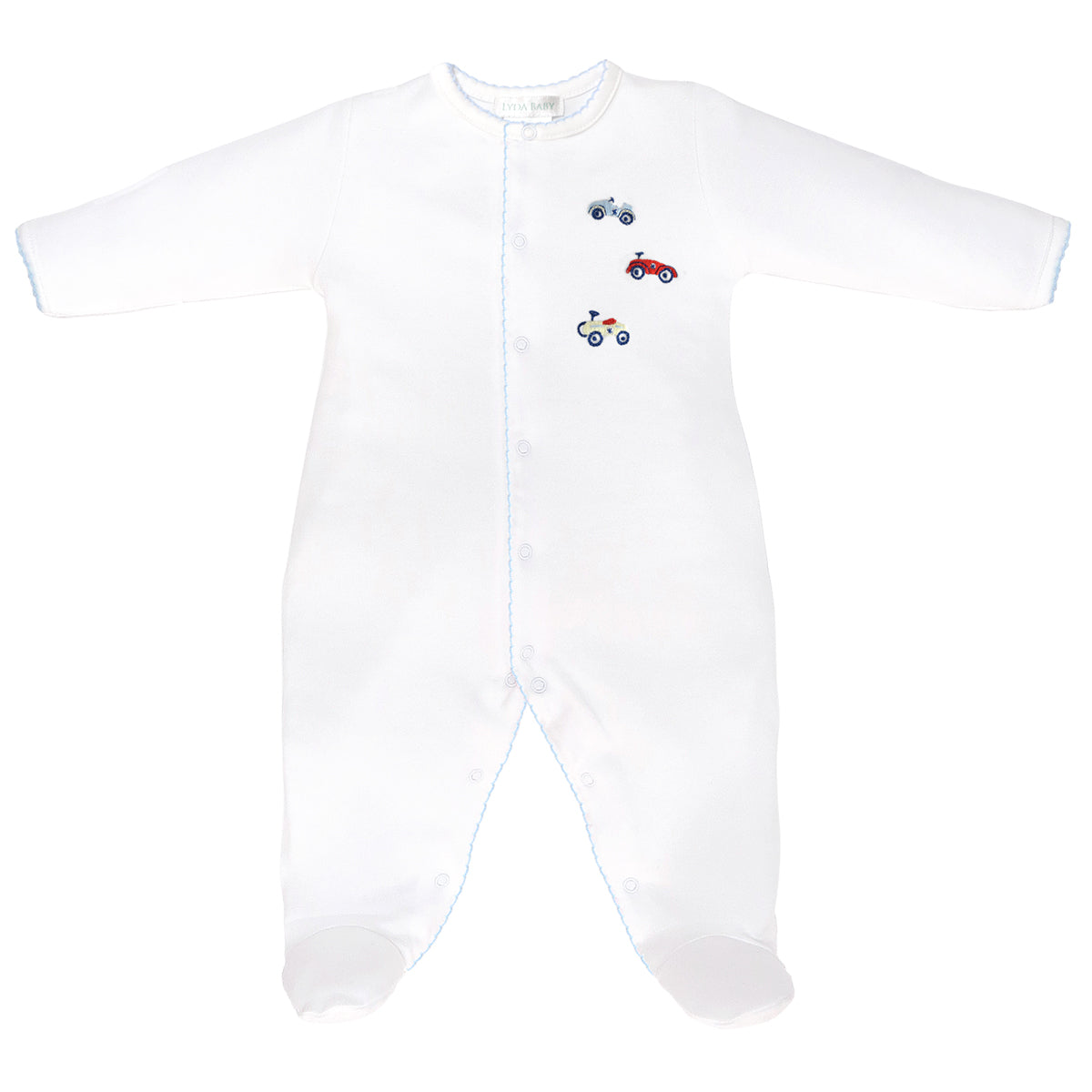 PIMA COTTON-TOY CARS EMBROIDERY FOOTIE BOY