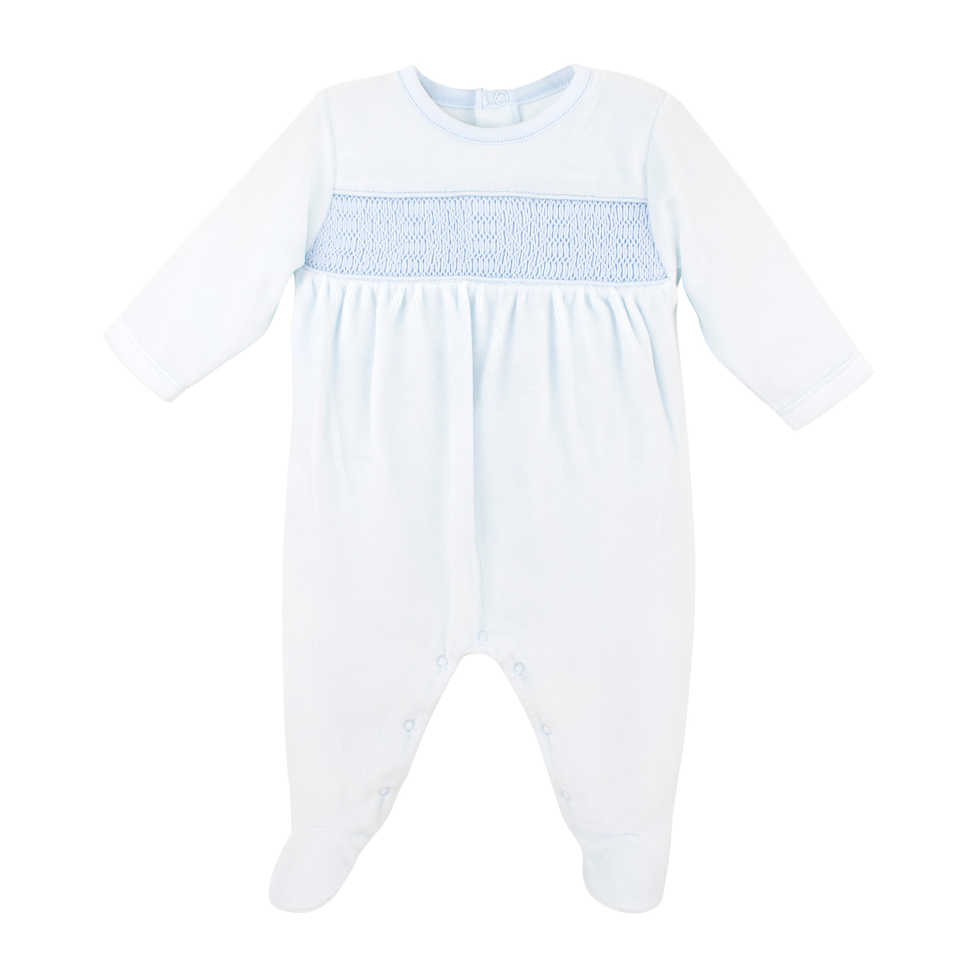 Smock Light Blue Cotton Collection Footie | Baby Boy