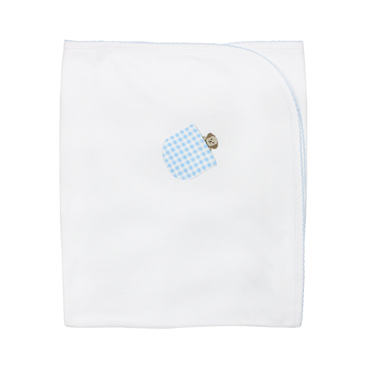 Light blue Vichy Embroidery  Blanket | Baby Boy