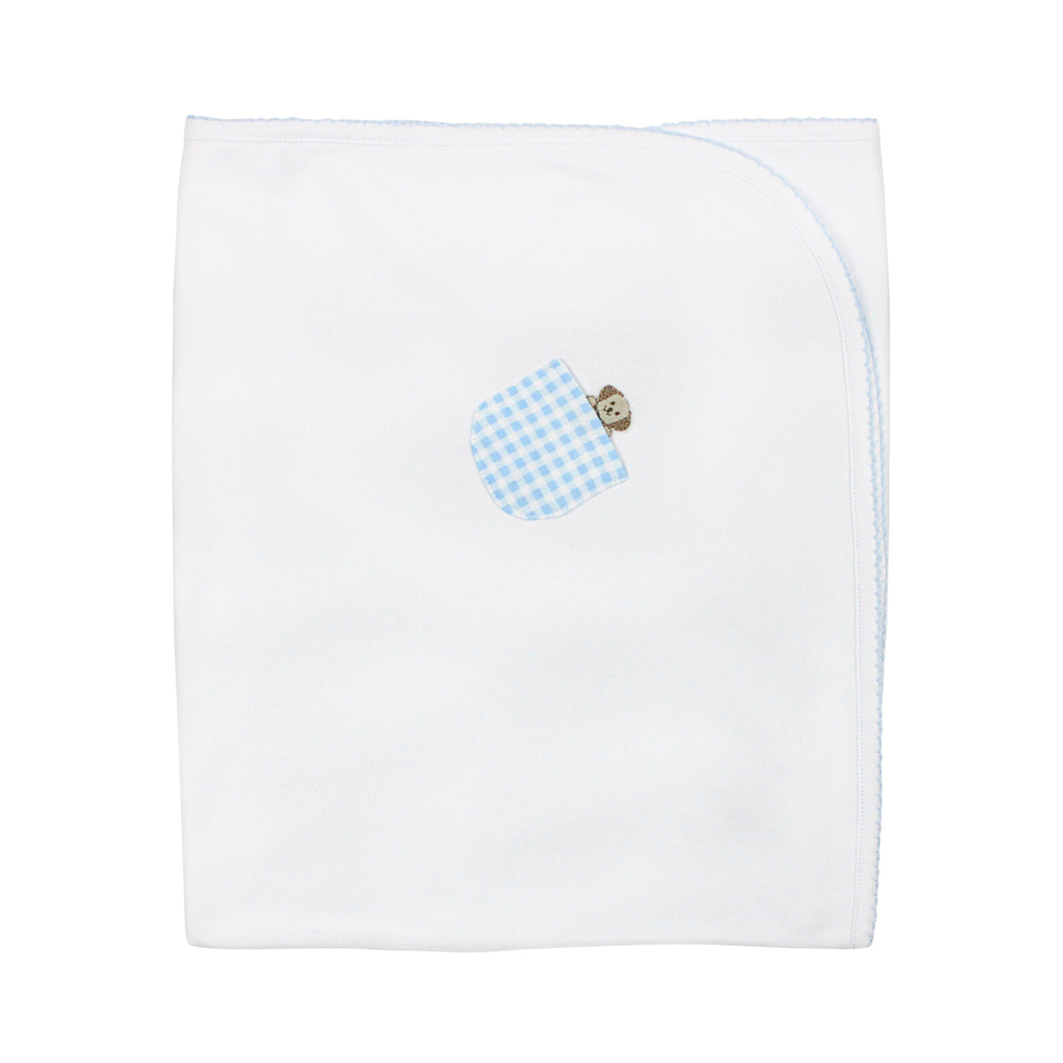 Light blue Vichy Embroidery Blanket | Baby Boy