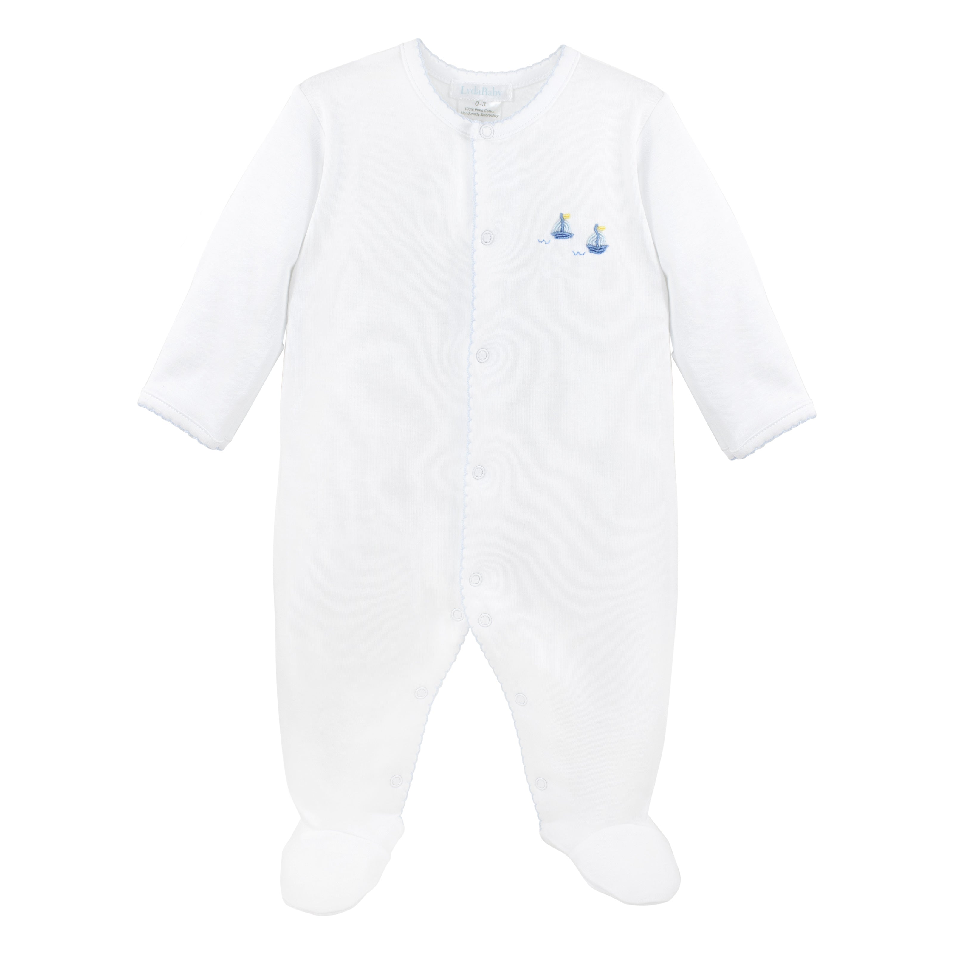 Graceful Sailboats Embroidery Footie | Baby Boy