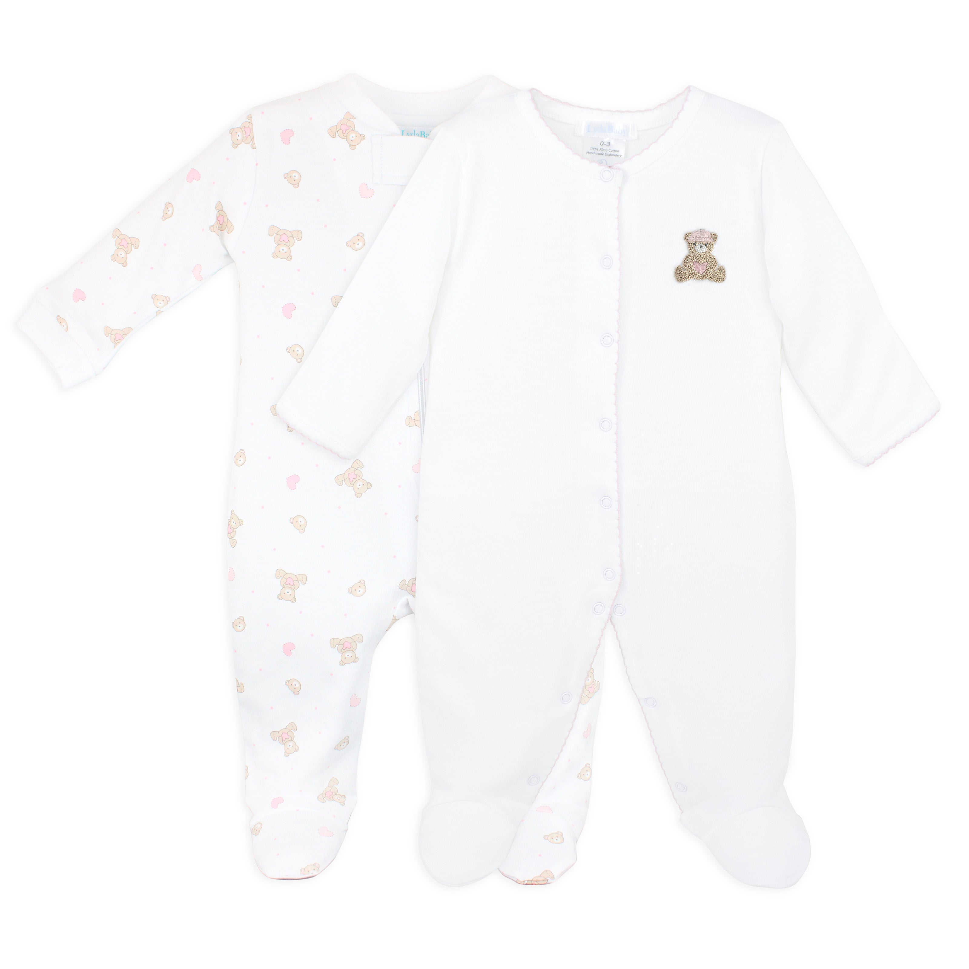Luxury Bear Duo Set — Embroidered & Printed | Girl