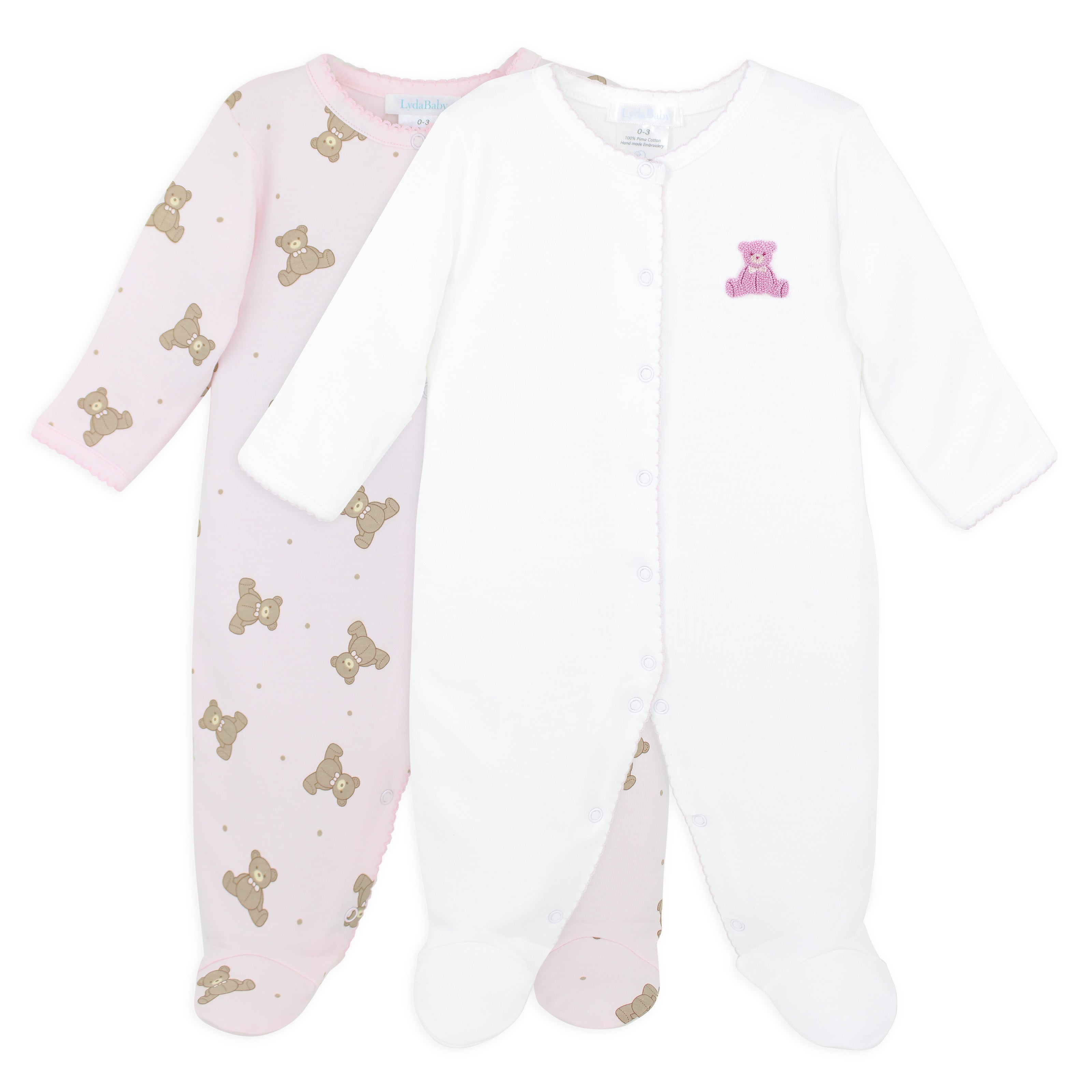 Luxury Bear Duo Set — Embroidered & Printed | Girl