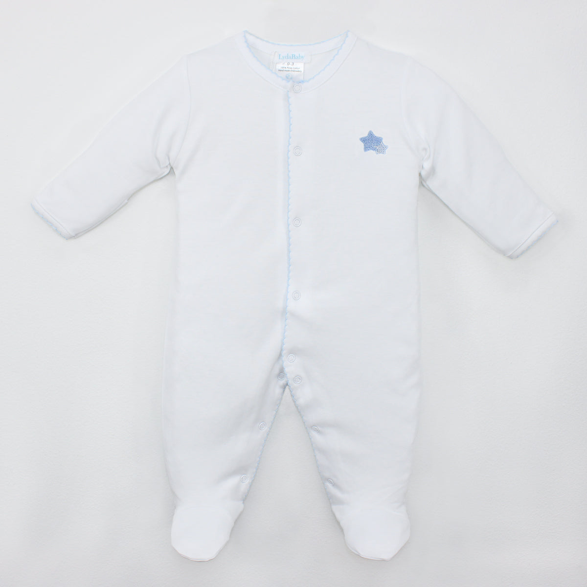 Double Stars Embroidery Footie | Baby Boy