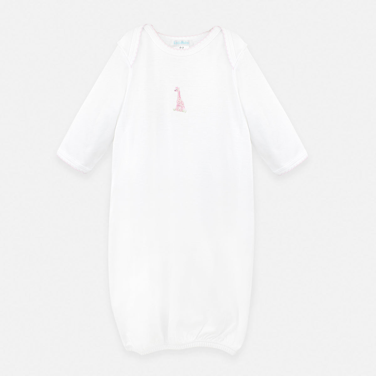 Safari Pink Animals Embroidery gown | Baby Girl
