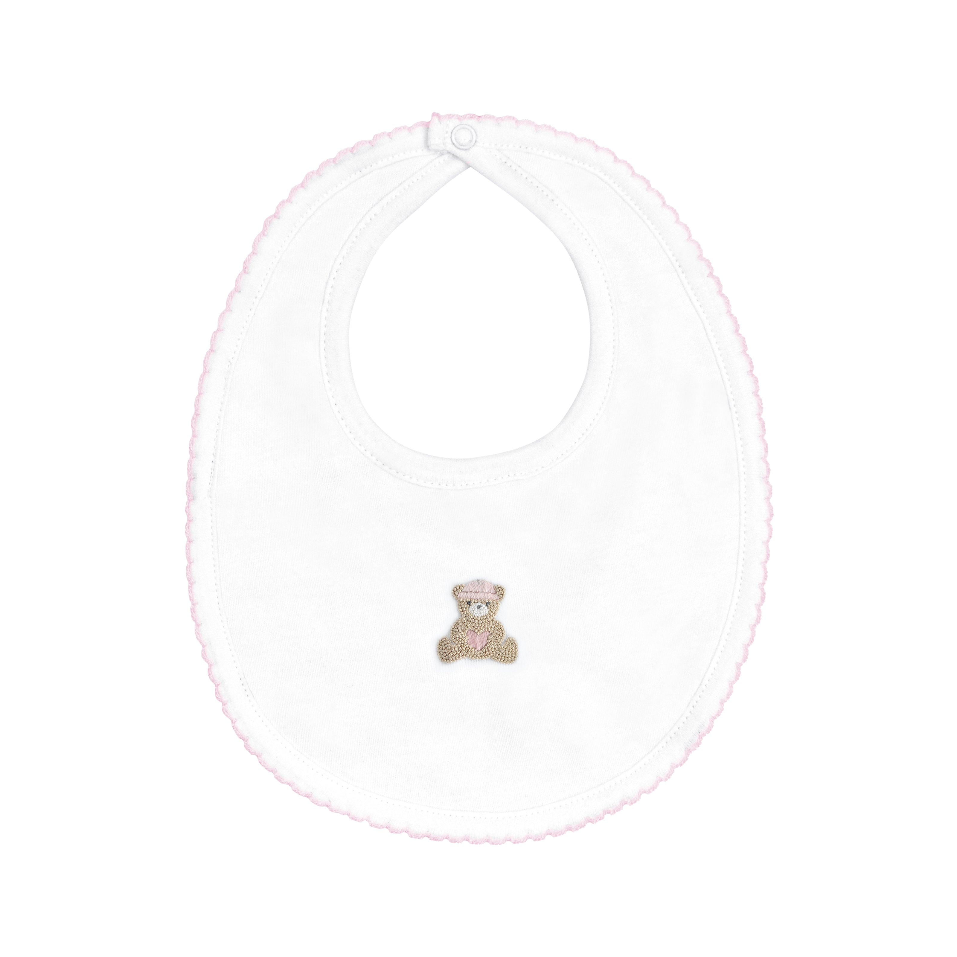 Love Teddy Embroidery Bib | Baby Girl