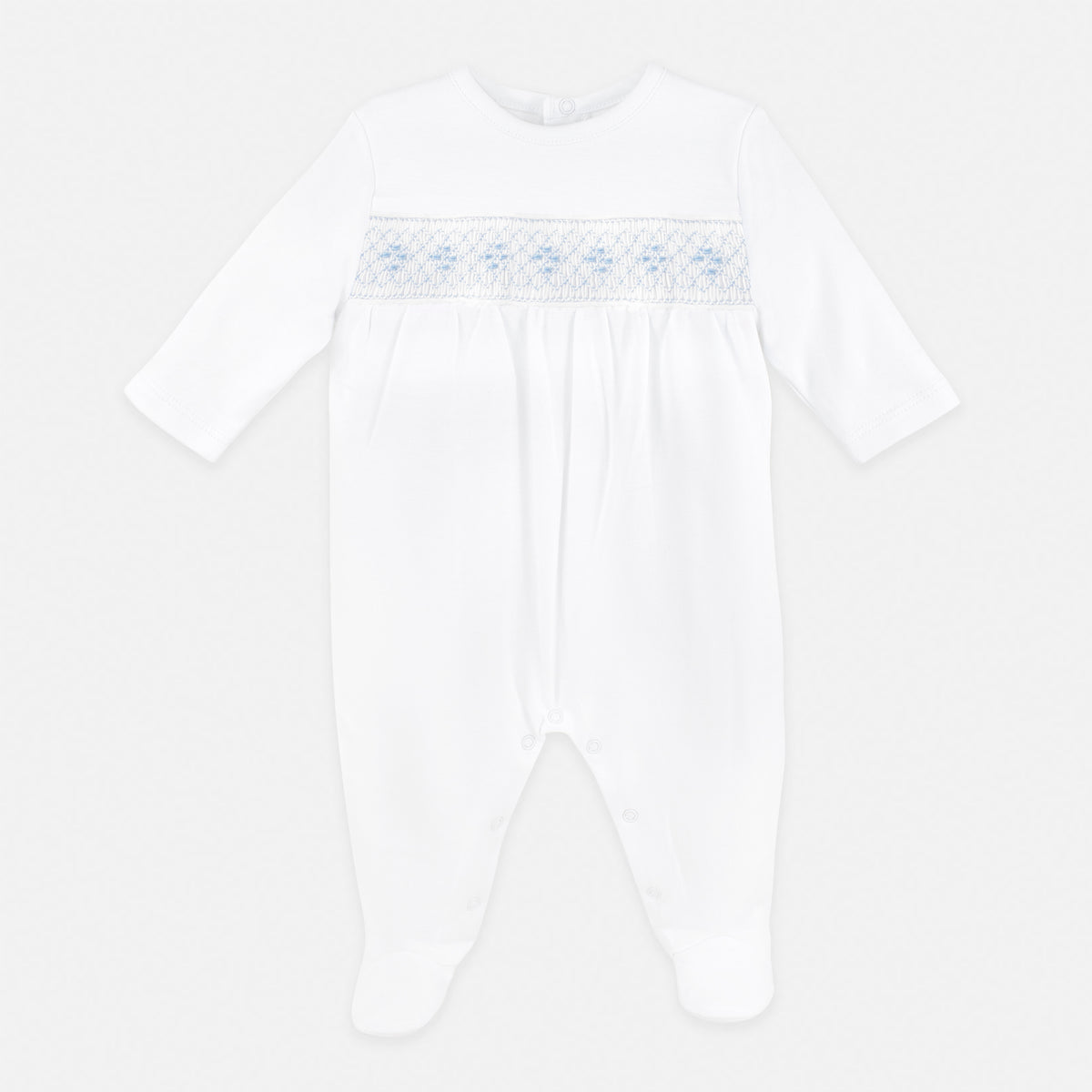 Smock Cotton Seeds Embroidery Footie |  Baby Boy