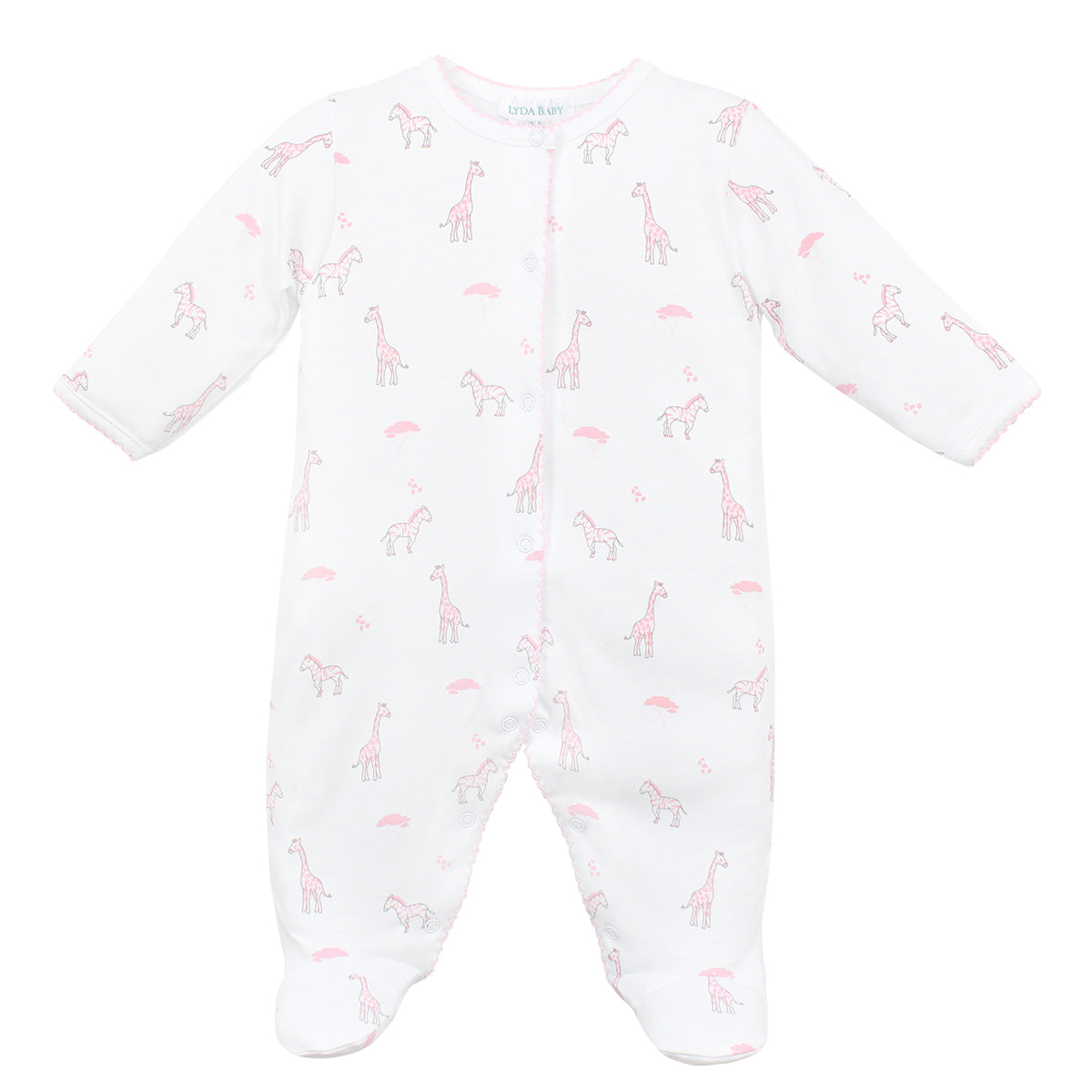 Safari Pink Animals Printed Footie | Baby Girl