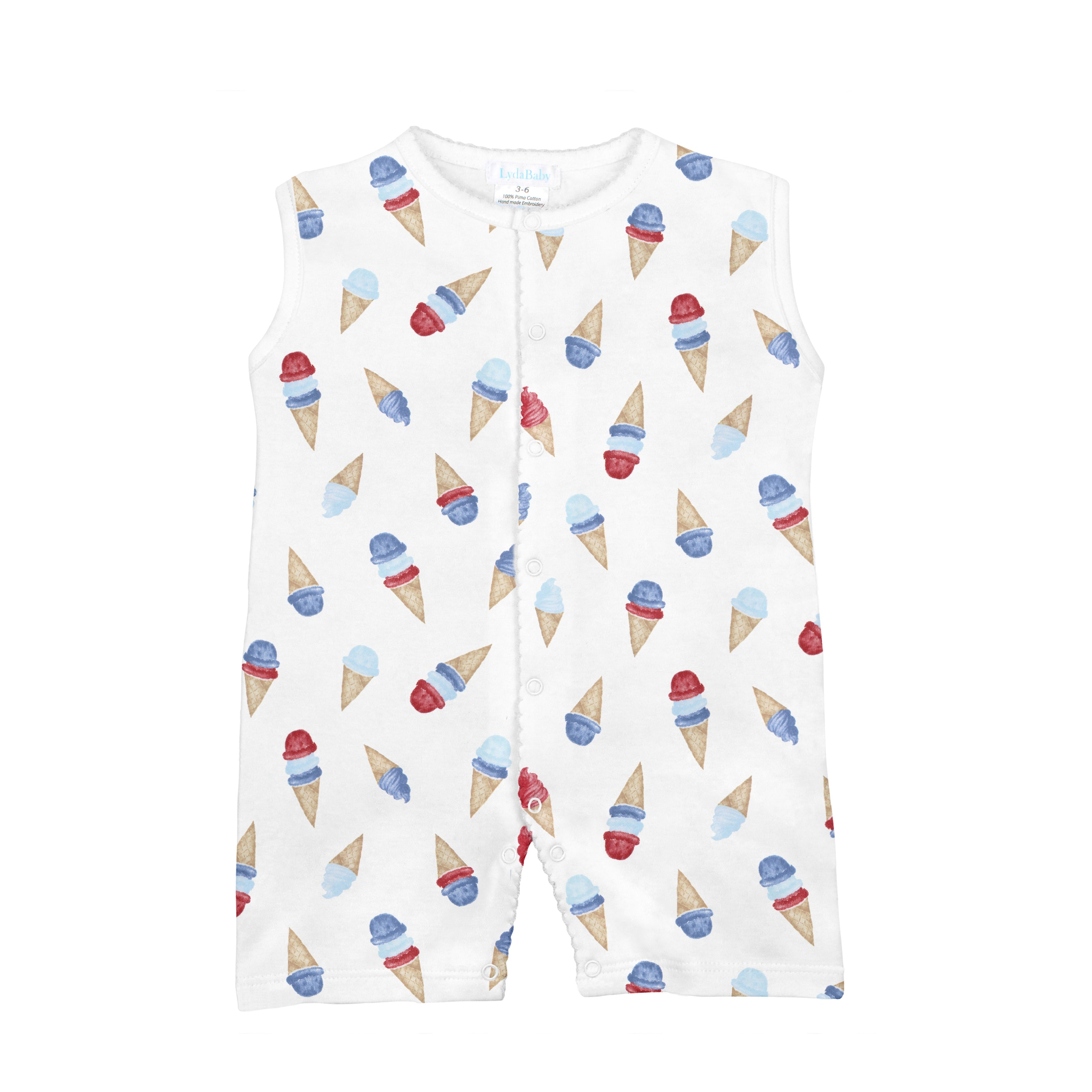 Watercolor Ice Creams Printed Romper | Baby Boy