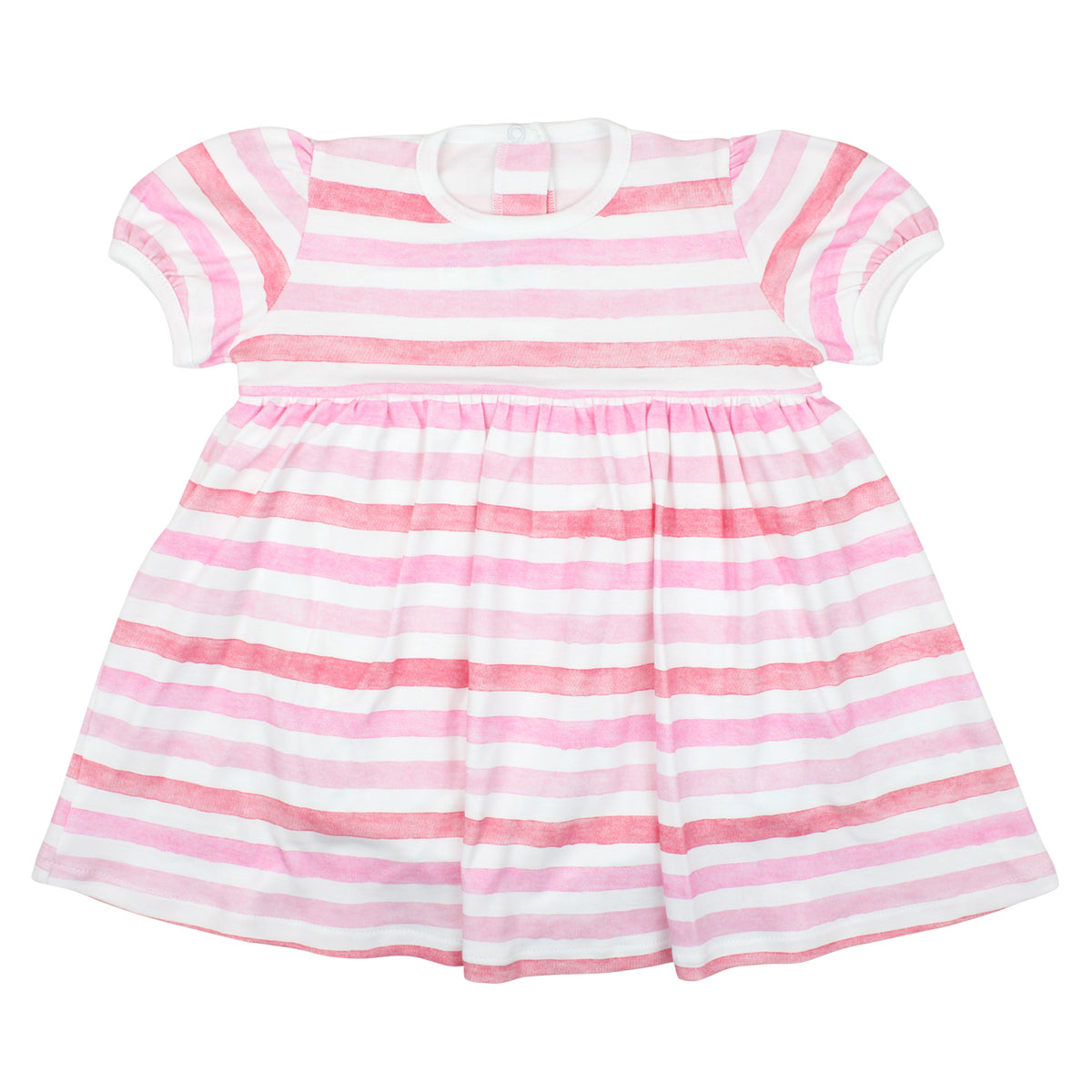 Watercolor Lines Printed Dress | White, Baby Girl