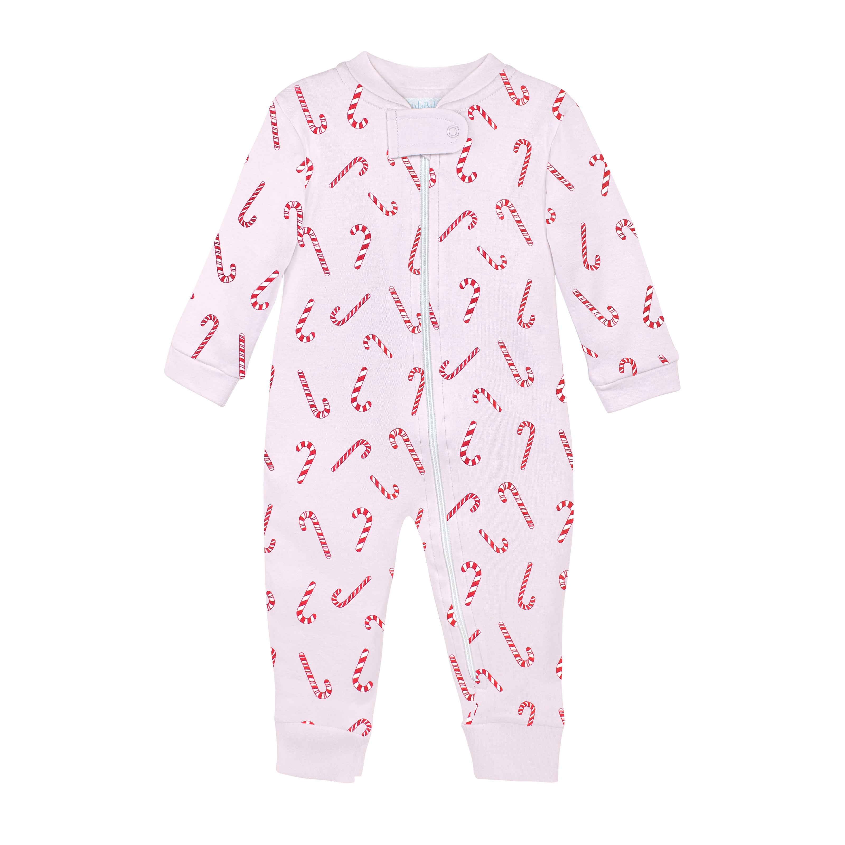Candy Cane Printed Zipper Footie | Baby Girl