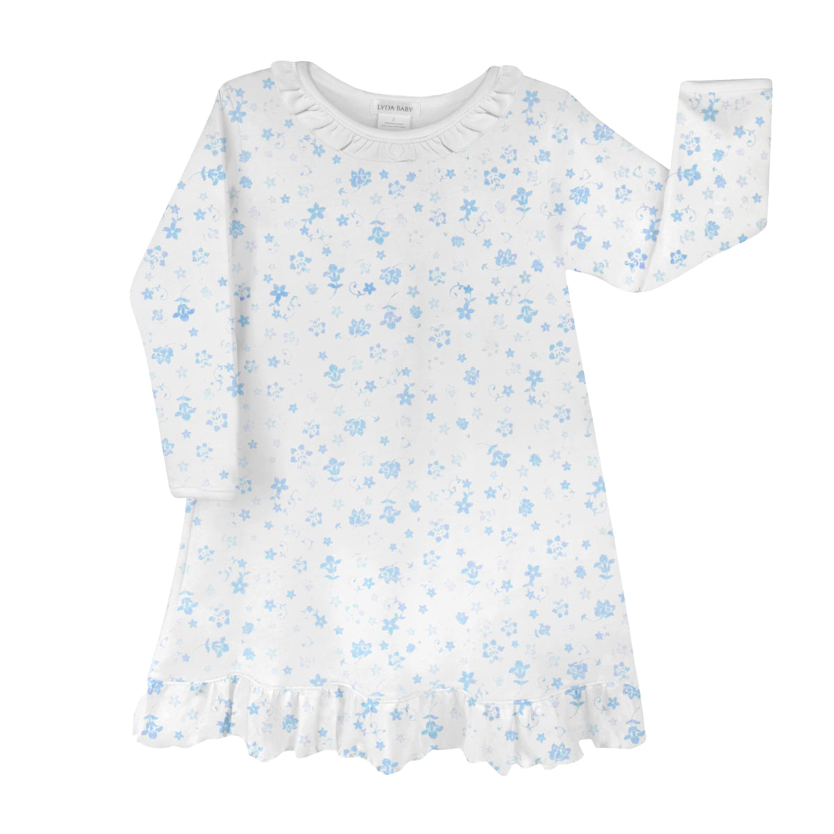 Light Blue Antique Flowers Printed Dress | Baby Girl