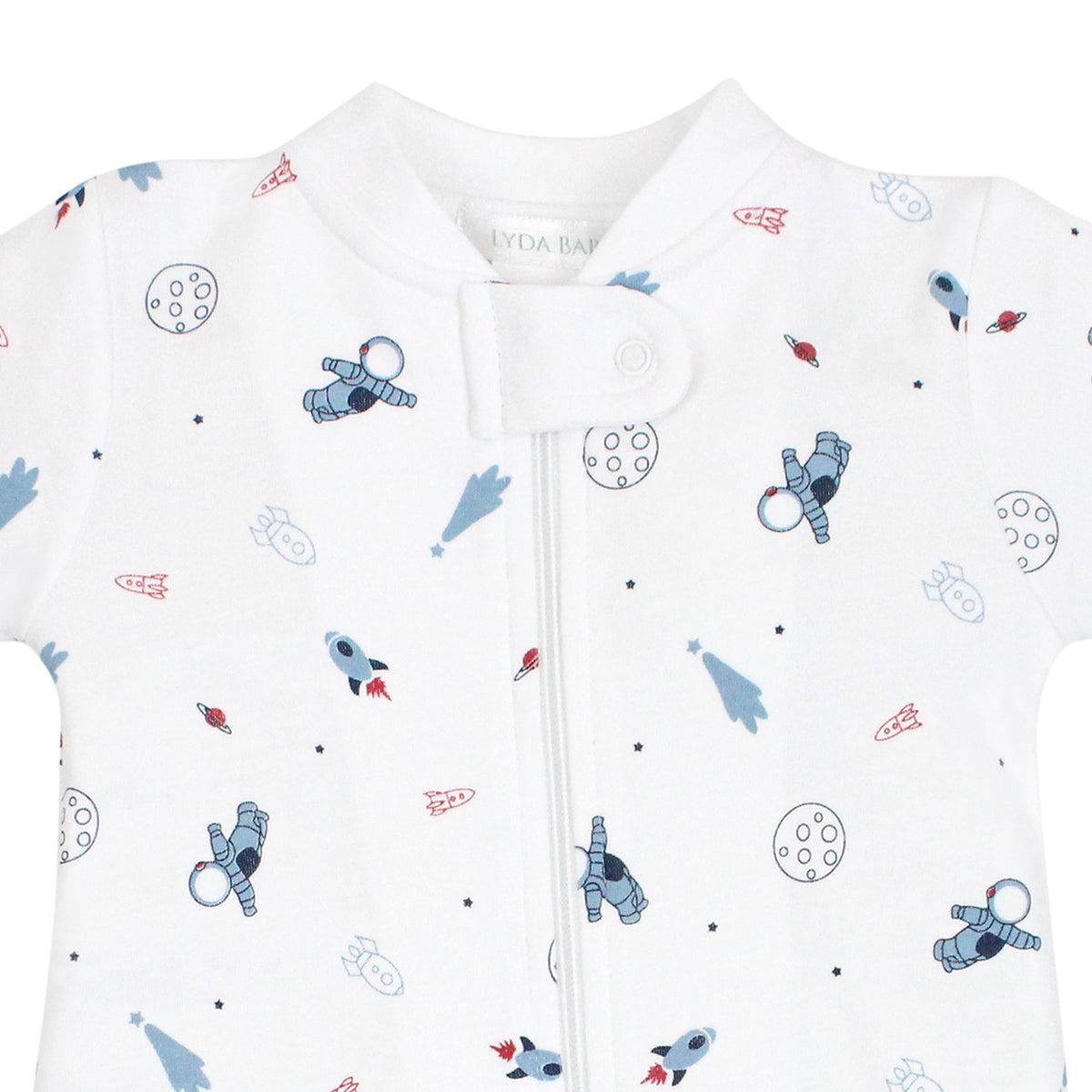 Astronaut Printed Zipper Footie | Baby Boy