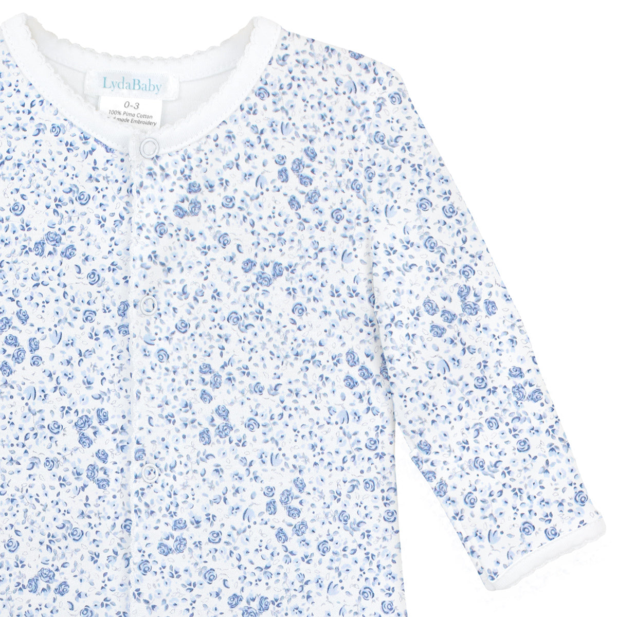 Blue Roses Printed Footie | Baby Girl