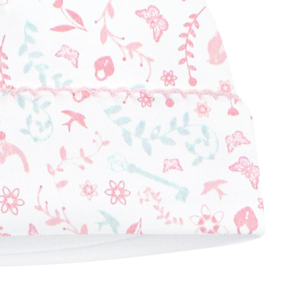 Birds and Flowers Printed Hat | Baby Girl