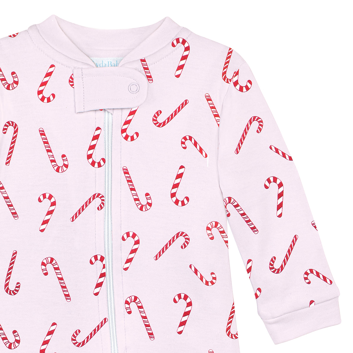 Candy Cane Printed Zipper Footie | Baby Girl