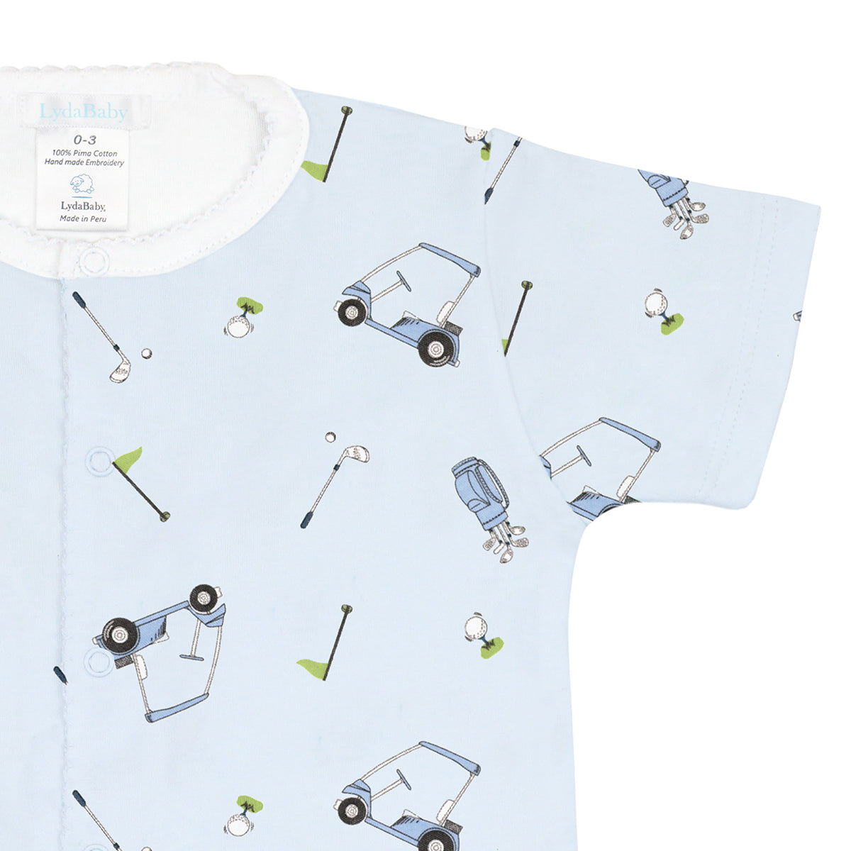 Light Blue Golf Game Printed Romper | Baby Boy