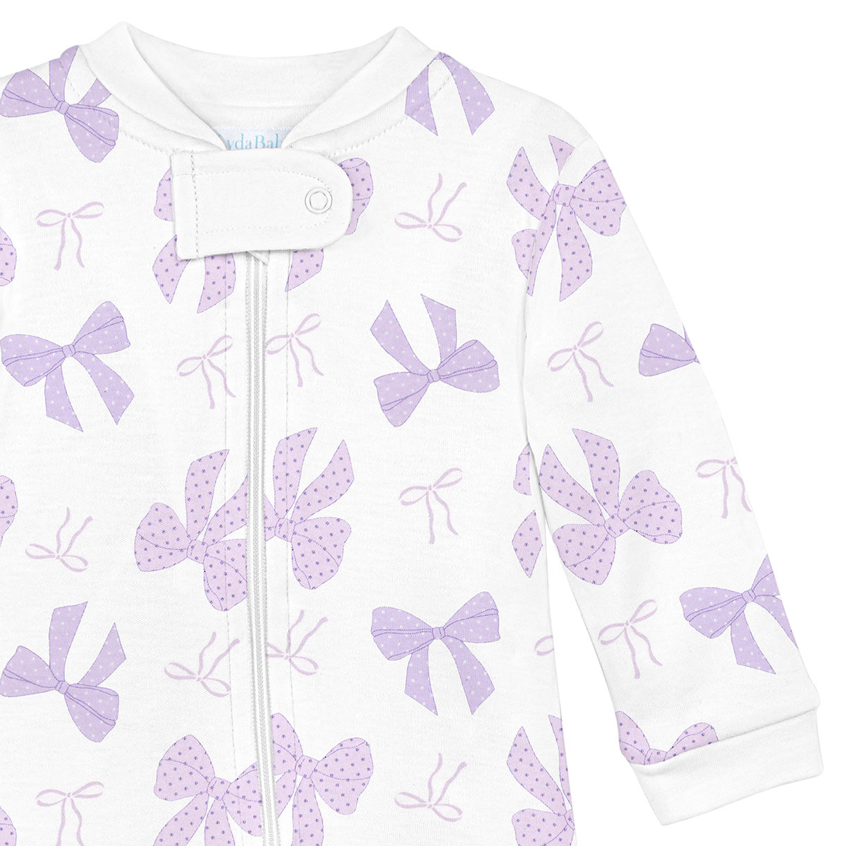 Purple Bows Printed Zipper Footie | Baby Girl