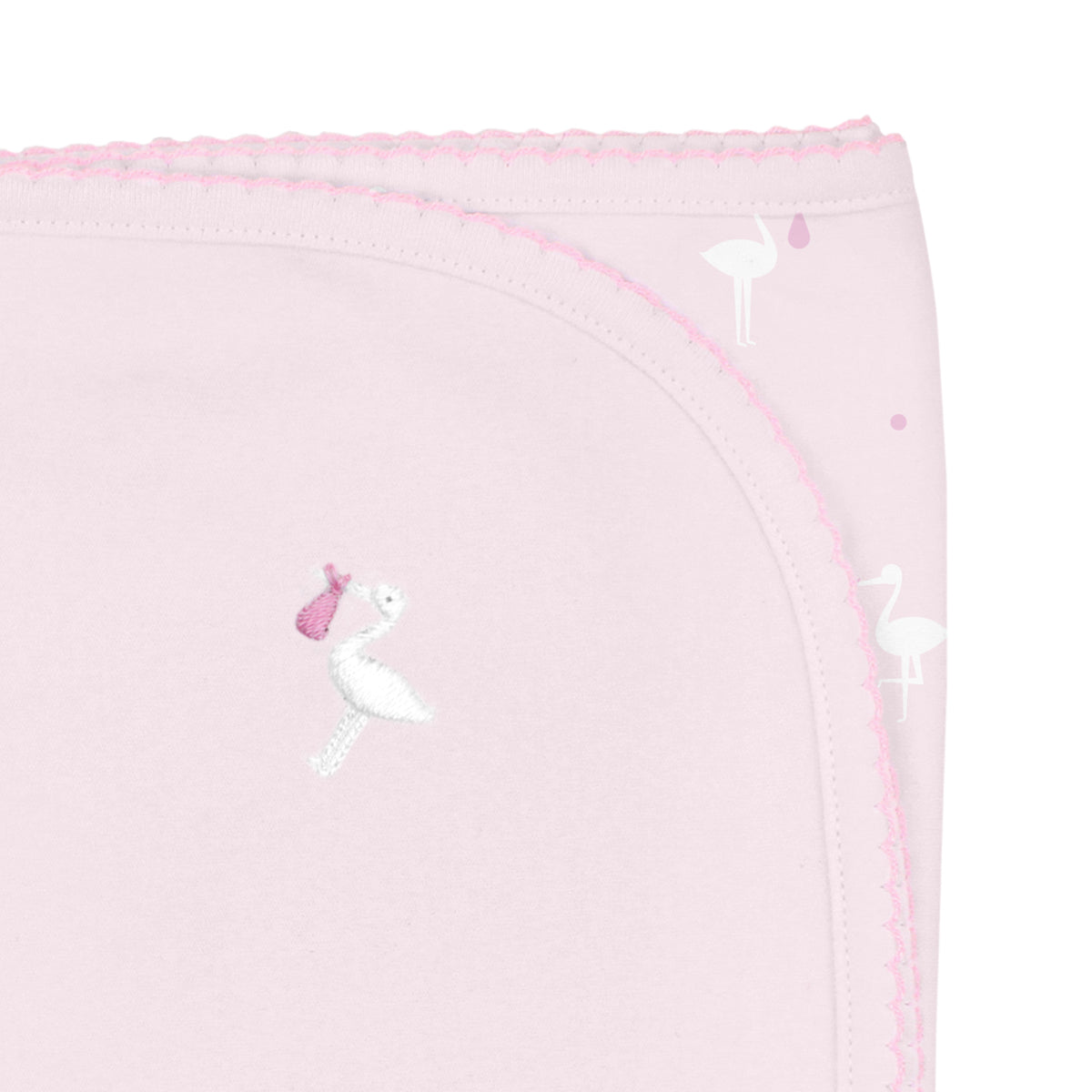 Baby Stork Embroidery and Printed | Baby Girl