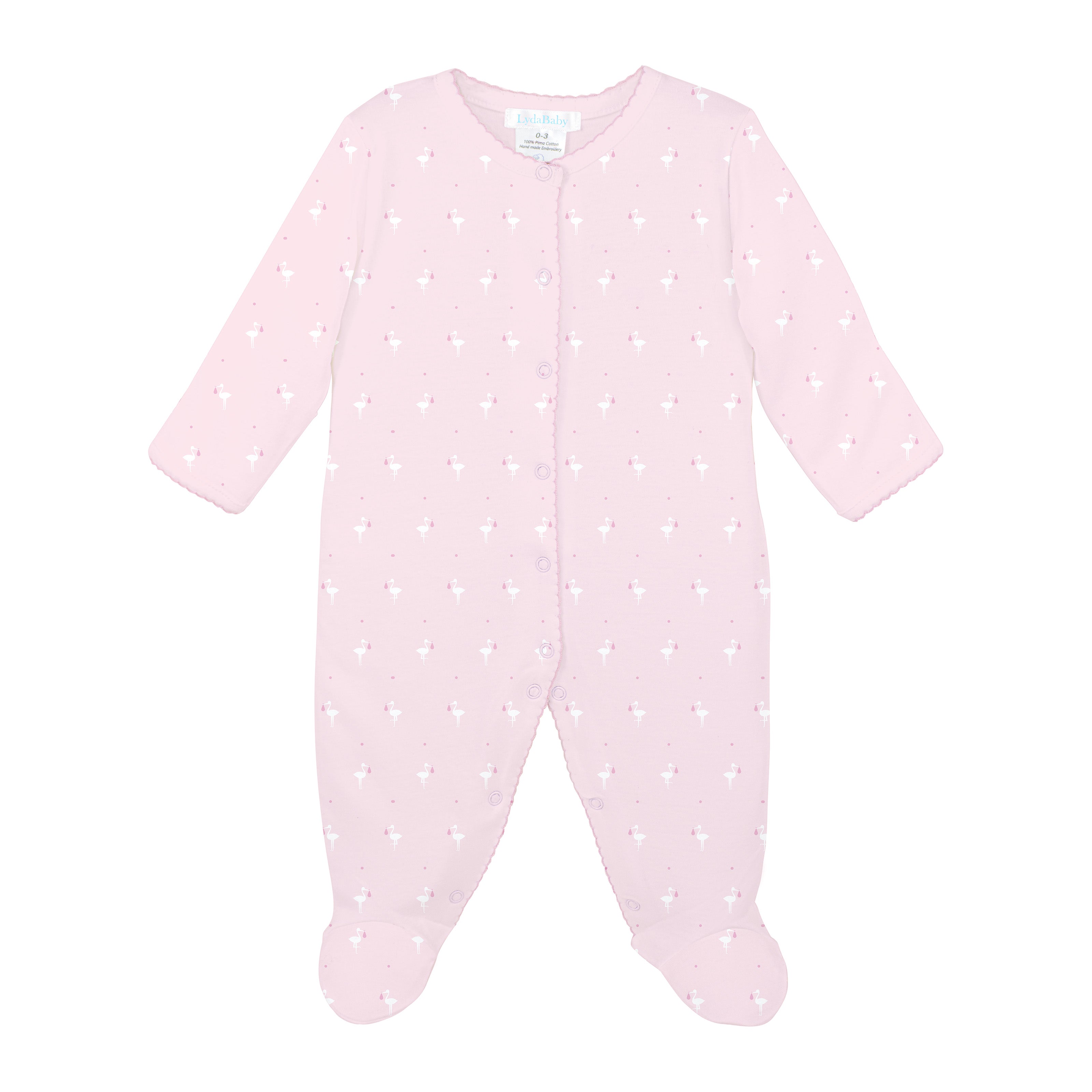 Baby Stork Printed Footie | Baby Girl