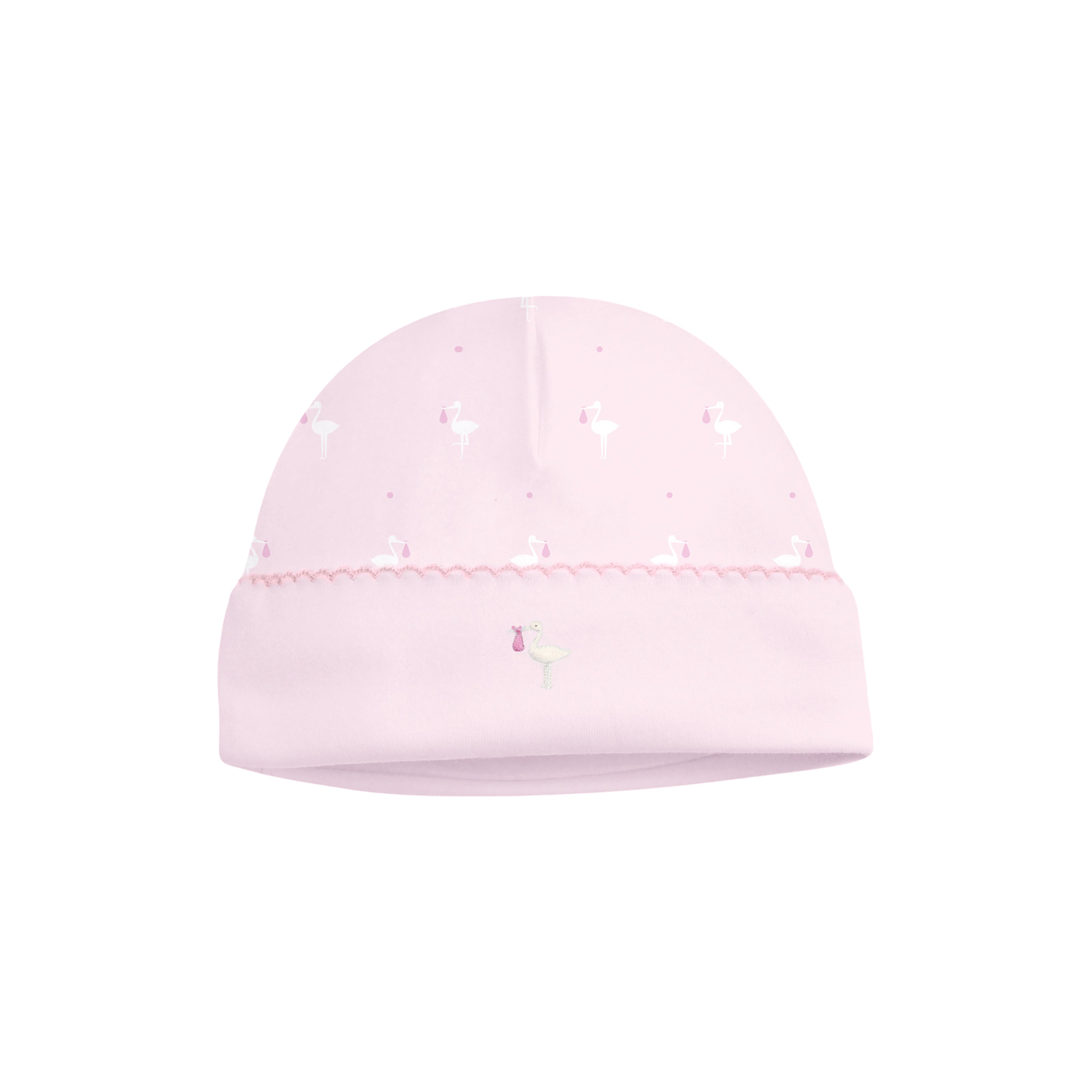 Baby Stork Embroidery and Printed Hat | Baby Girl