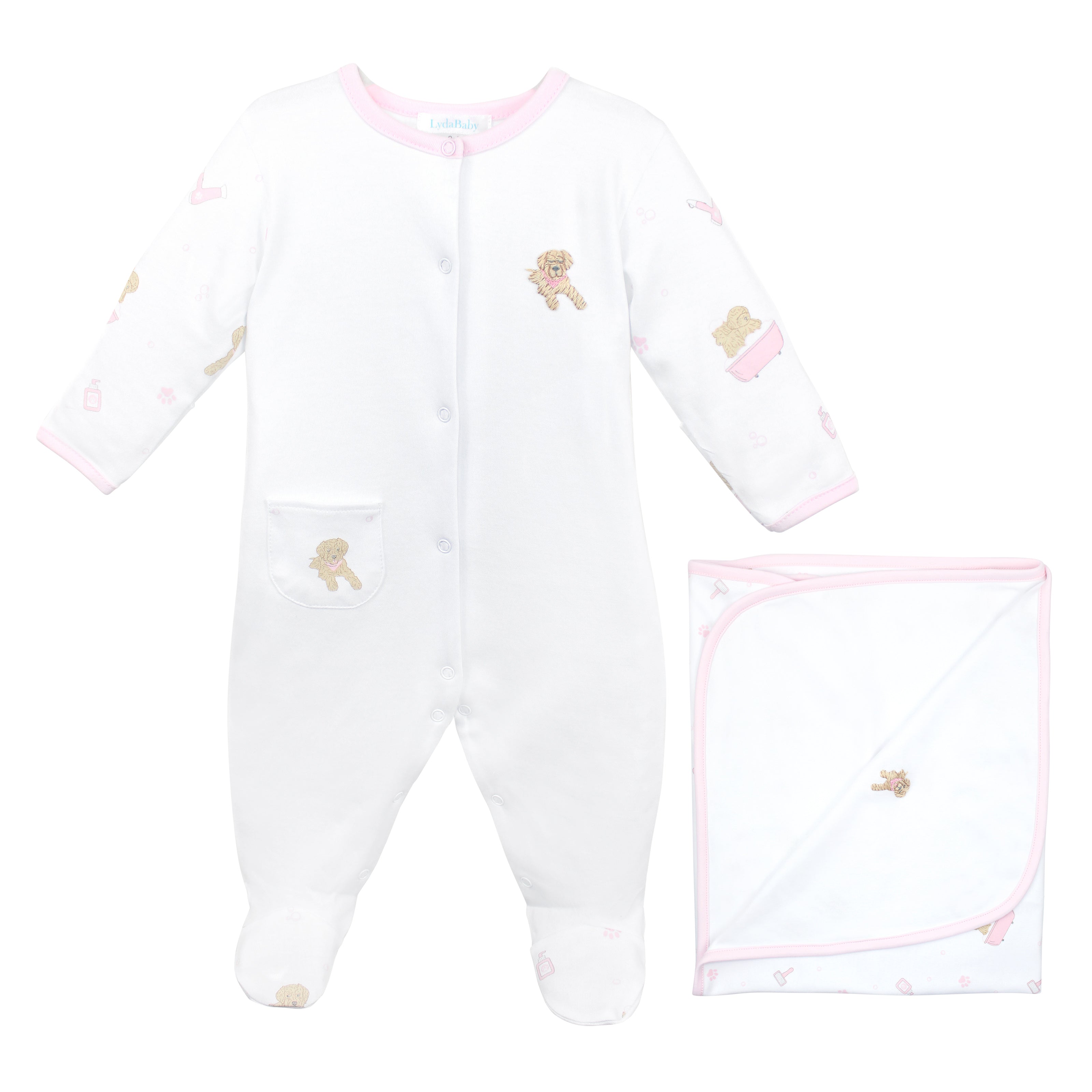 Pet Spa Embroidery and Printed Set 2 Pieces | Baby Girl