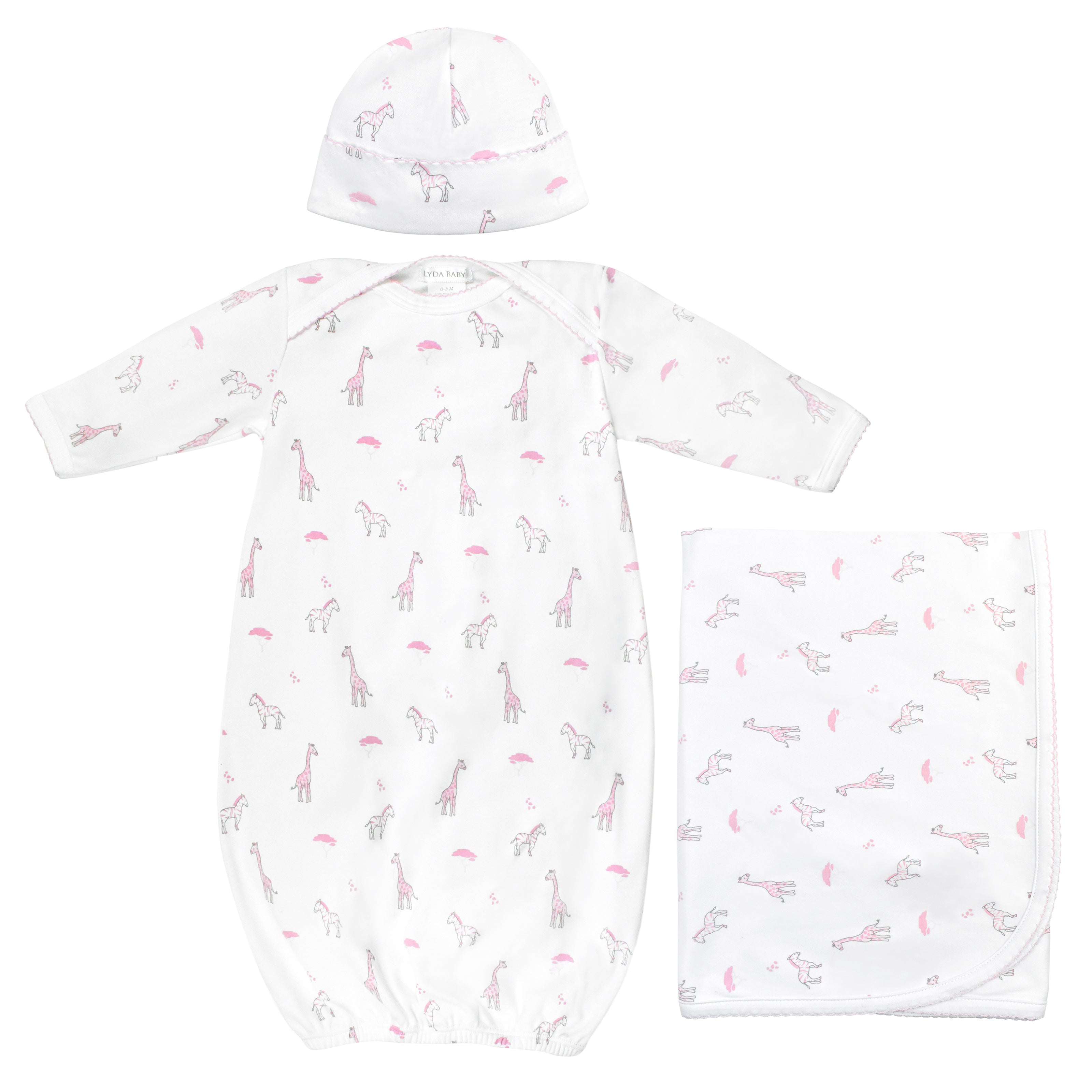 Safari Animals Printed Set 3 Pieces | Baby Girl
