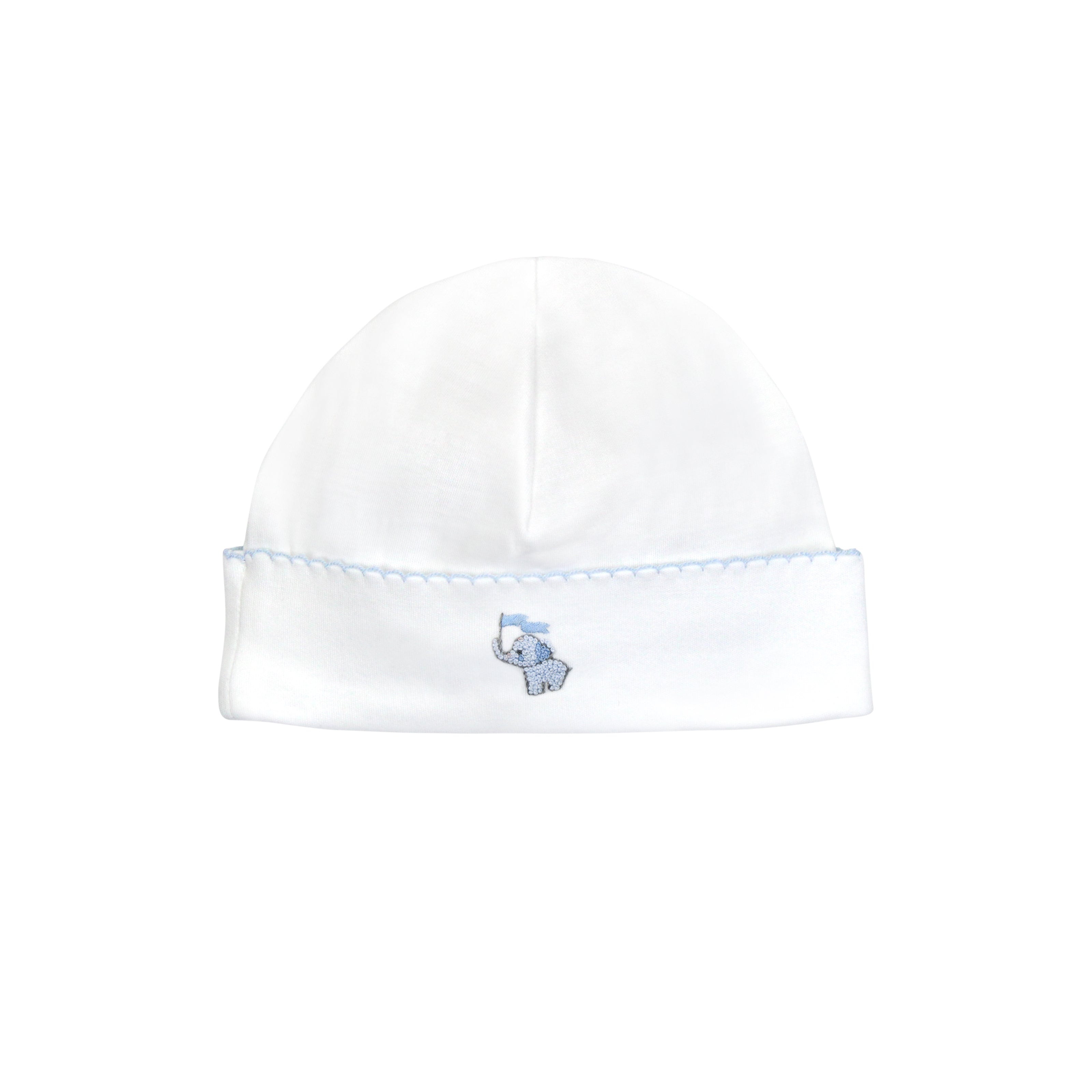 Boys baby hat featuring hand embroidery of cute baby animals — made with breathable, sustainable Peruvian Pima cotton for soft, luxury comfort