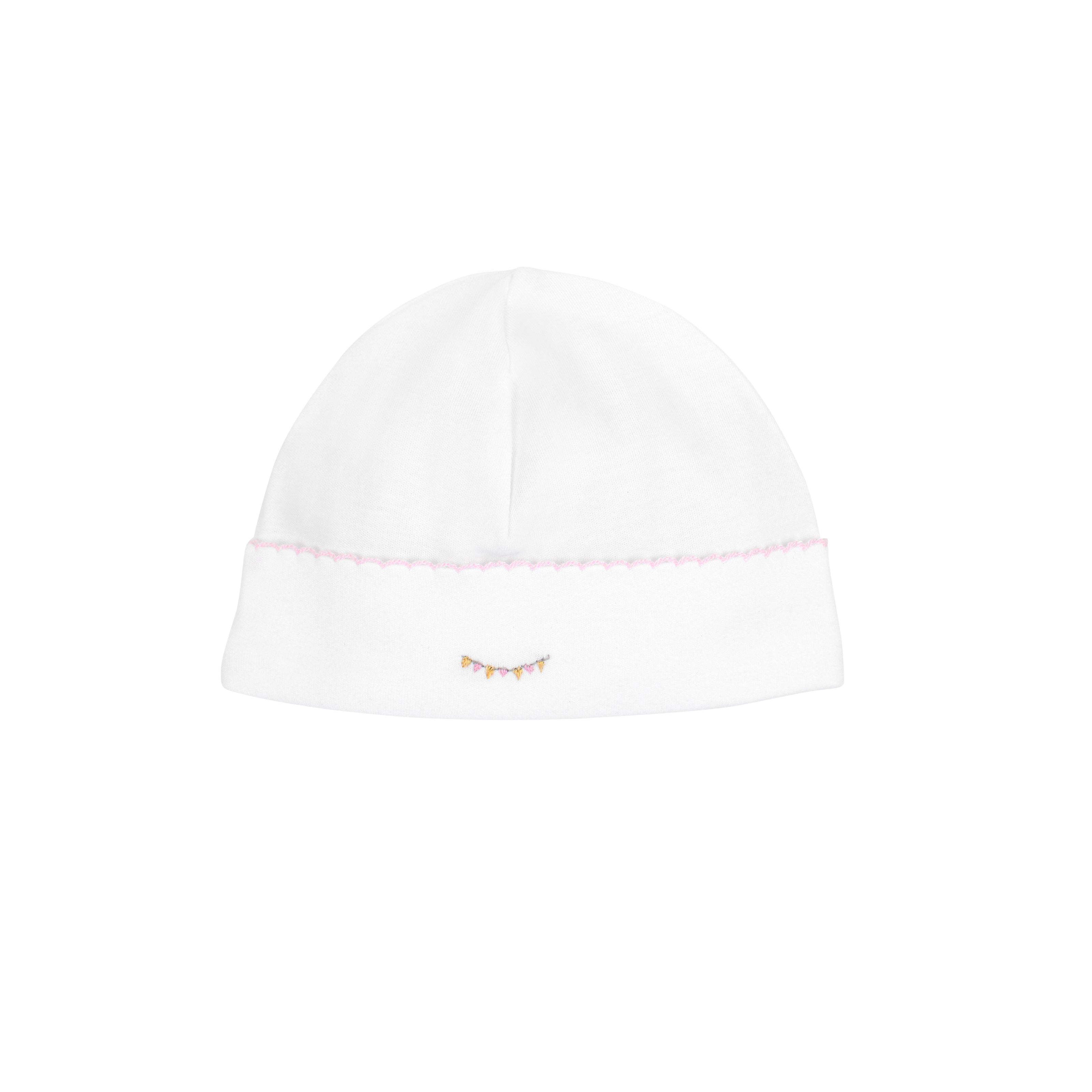 Fly away design hand-embroidered on baby girl hat made with premium Peruvian Pima cotton — soft, breathable, and perfect for delicate skin.