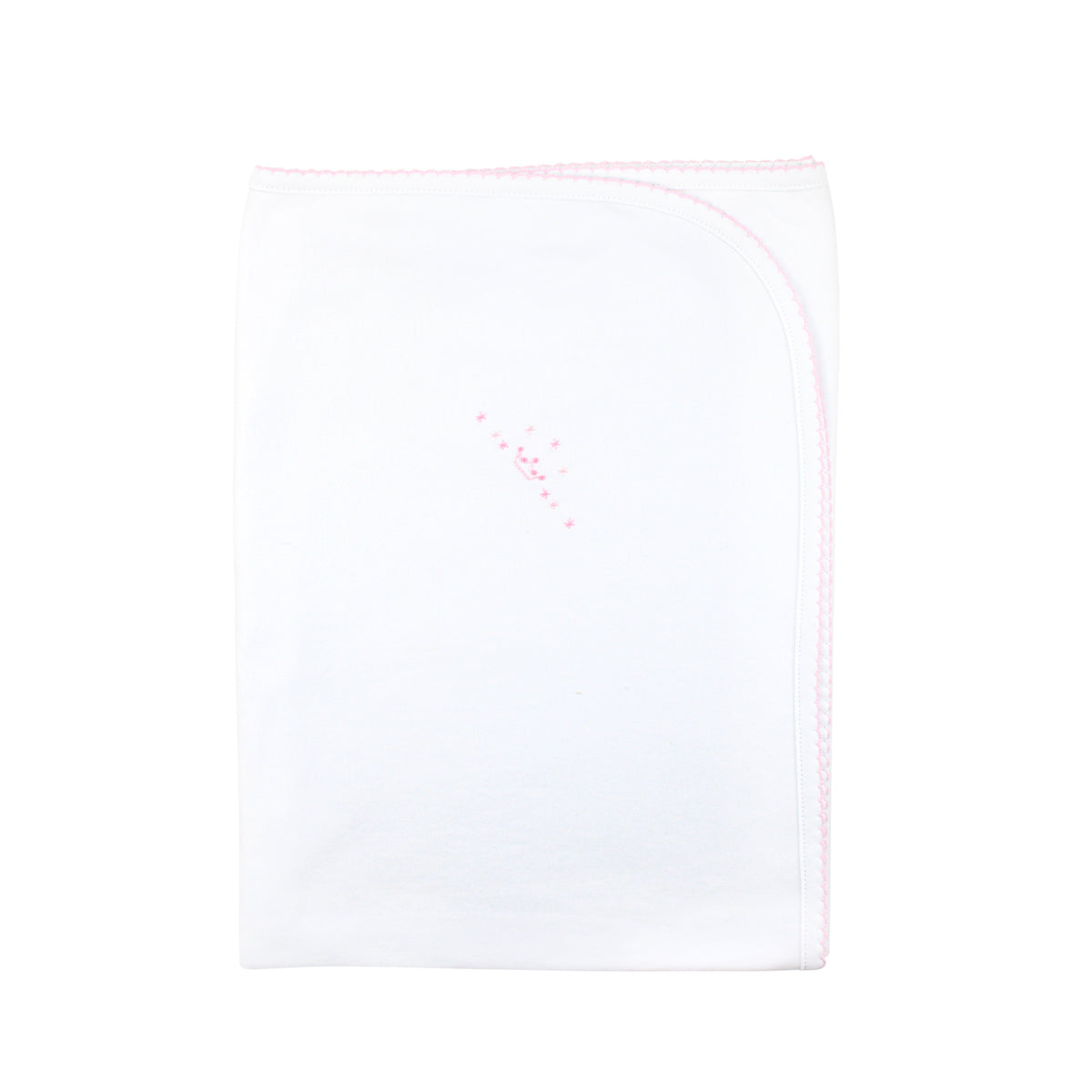 Peruvian Pima cotton baby girl blanket with regal princess hand embroidery — breathable, ultra-soft, and made by Peruvian artisans.