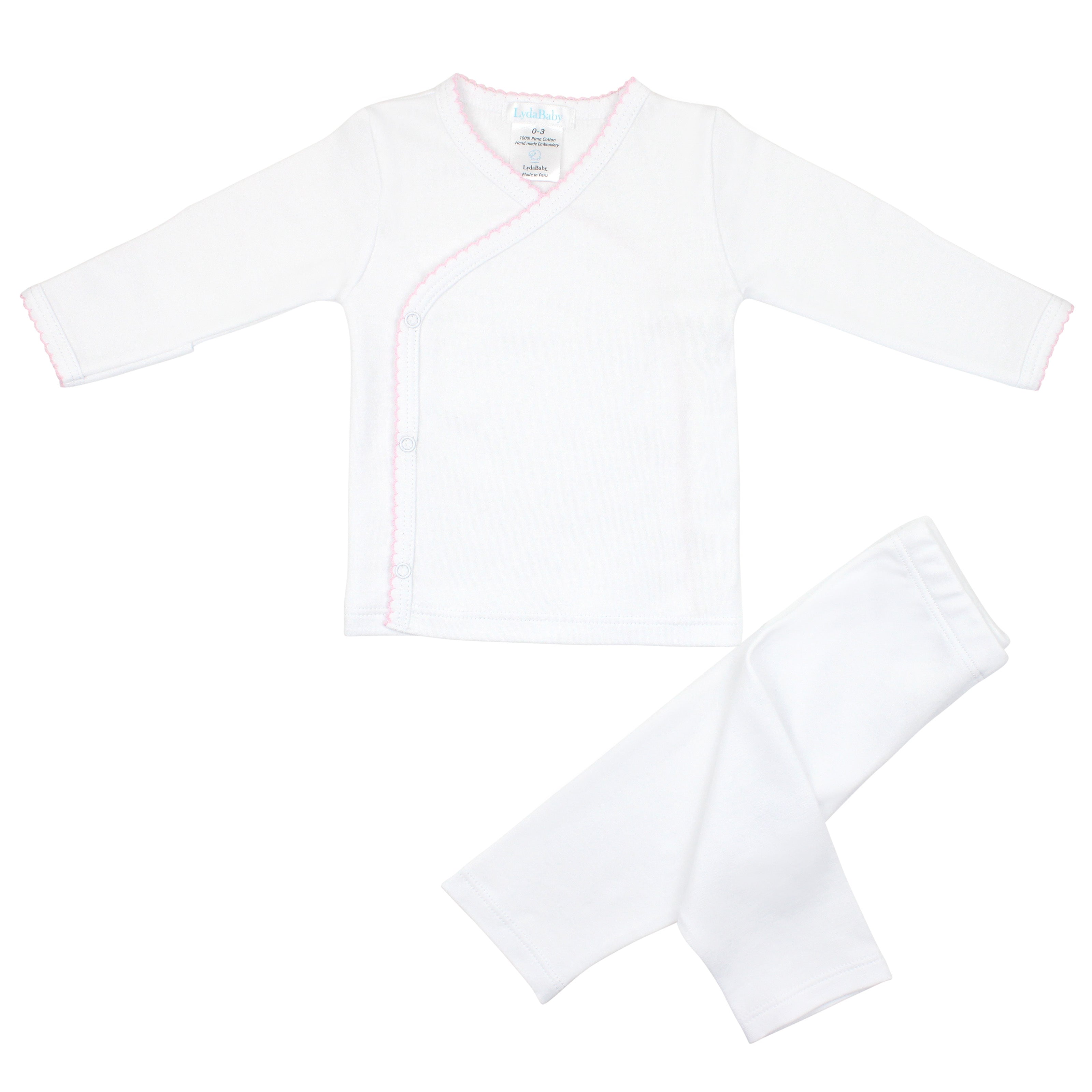 Luxury baby girl 2-piece set in Peruvian Pima cotton with hand embroidery from essential collection