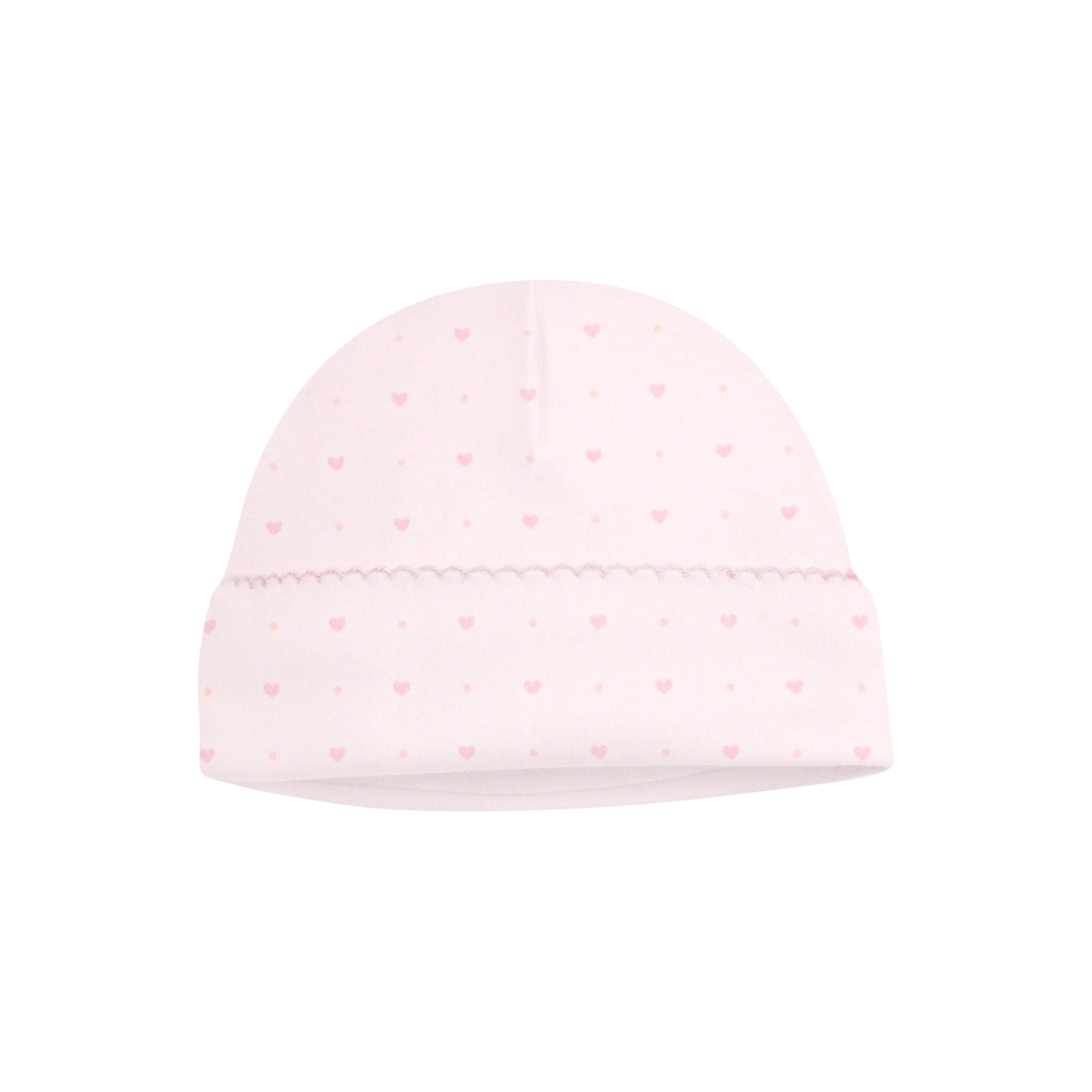 Sweet baby girl hat with lovely dots print on organic Peruvian Pima cotton — breathable and soft for delicate skin.