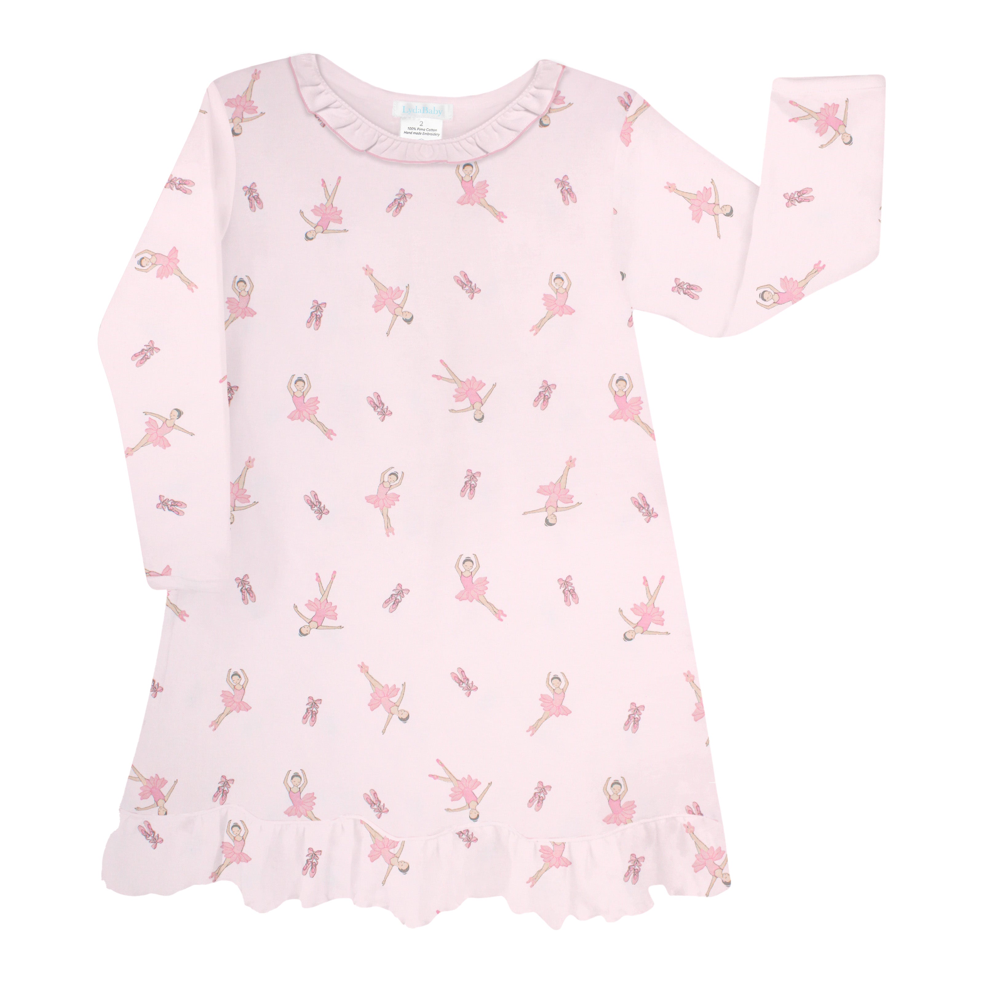 Soft, breathable baby pajama dress made with premium Peruvian Pima cotton featuring the Alessandra ballerina print — gentle on delicate skin.