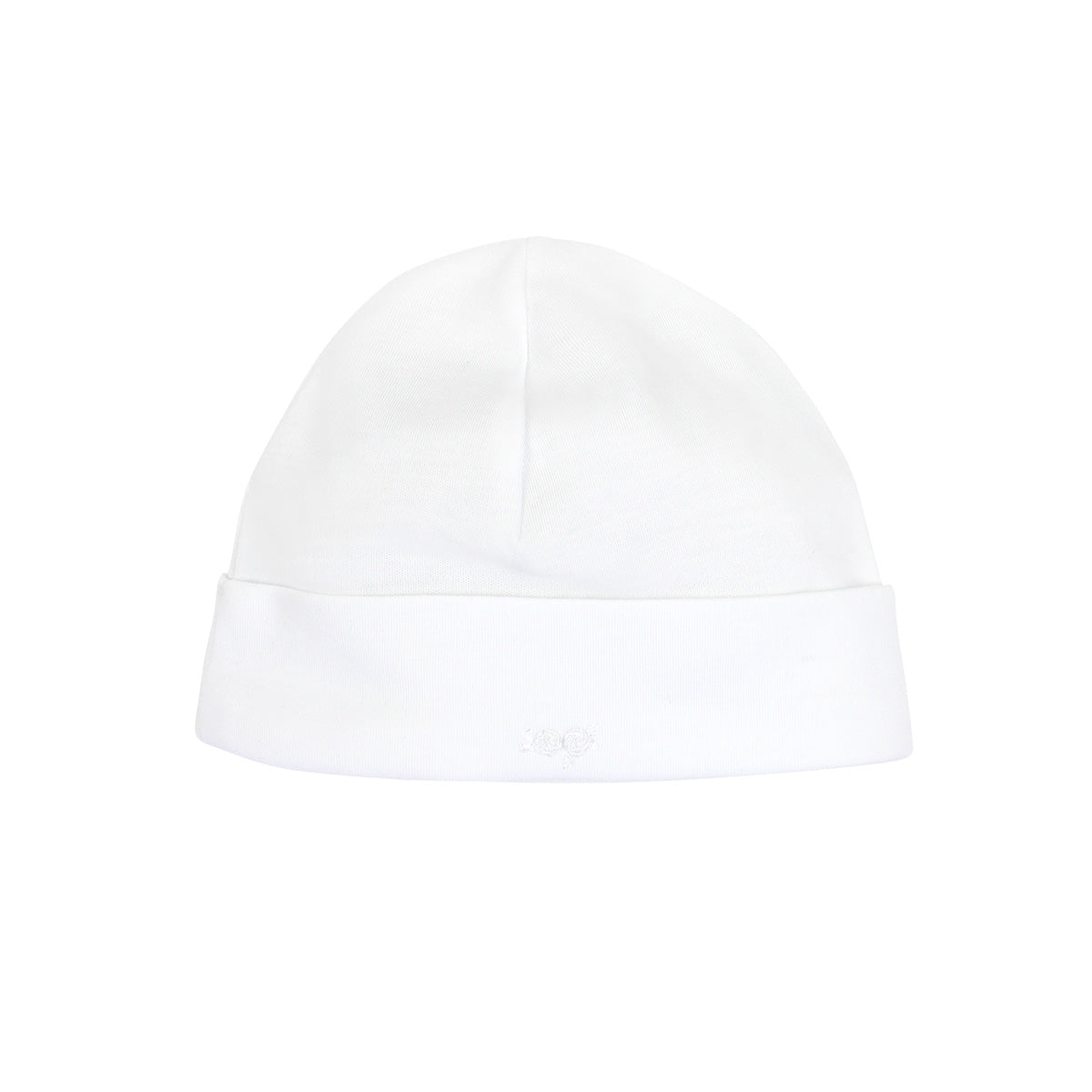 White sweet roses hand embroidery on baby girl hat made with premium Peruvian Pima cotton — soft, breathable, and delicate.