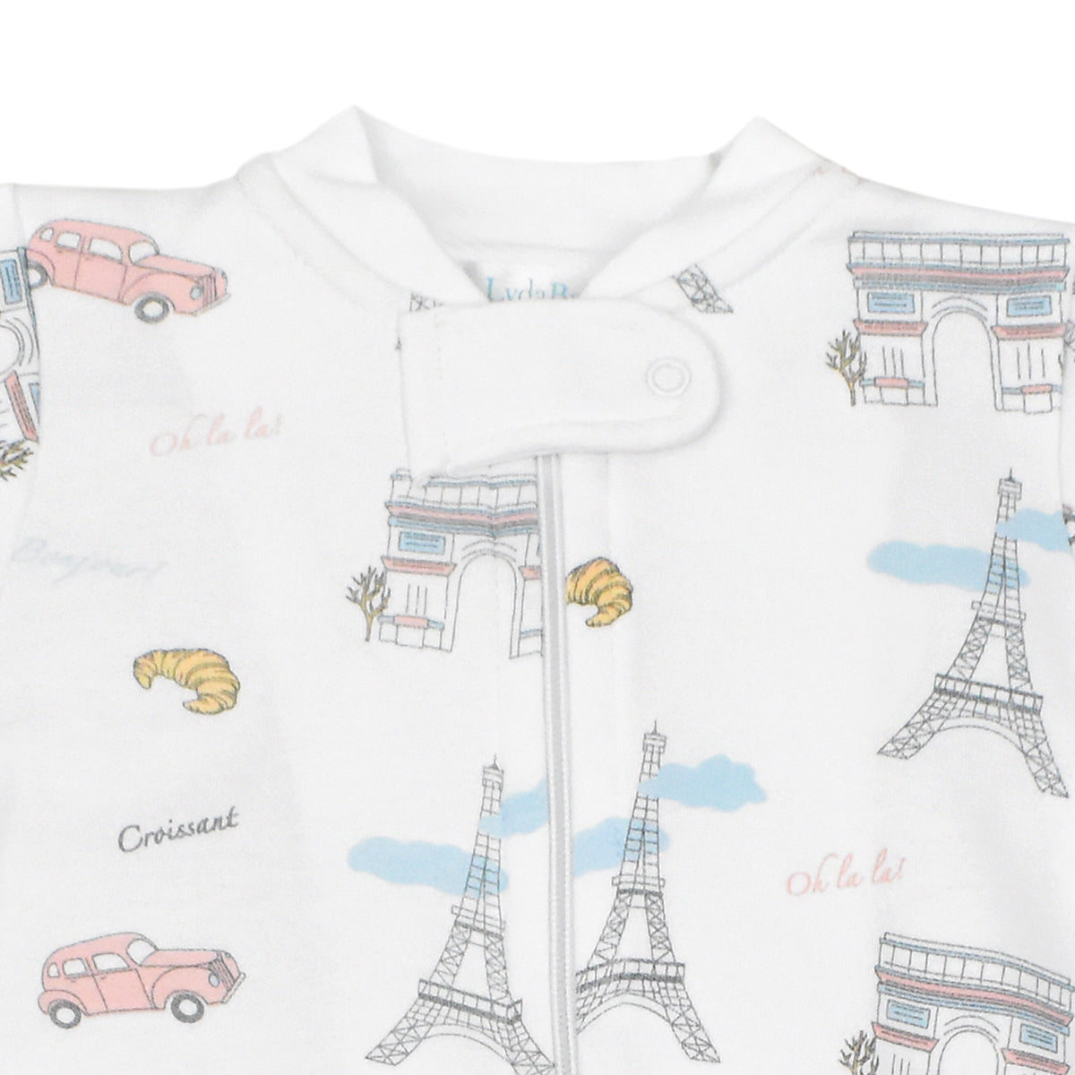 Always Paris Printed Zipper Footie | Baby Girl