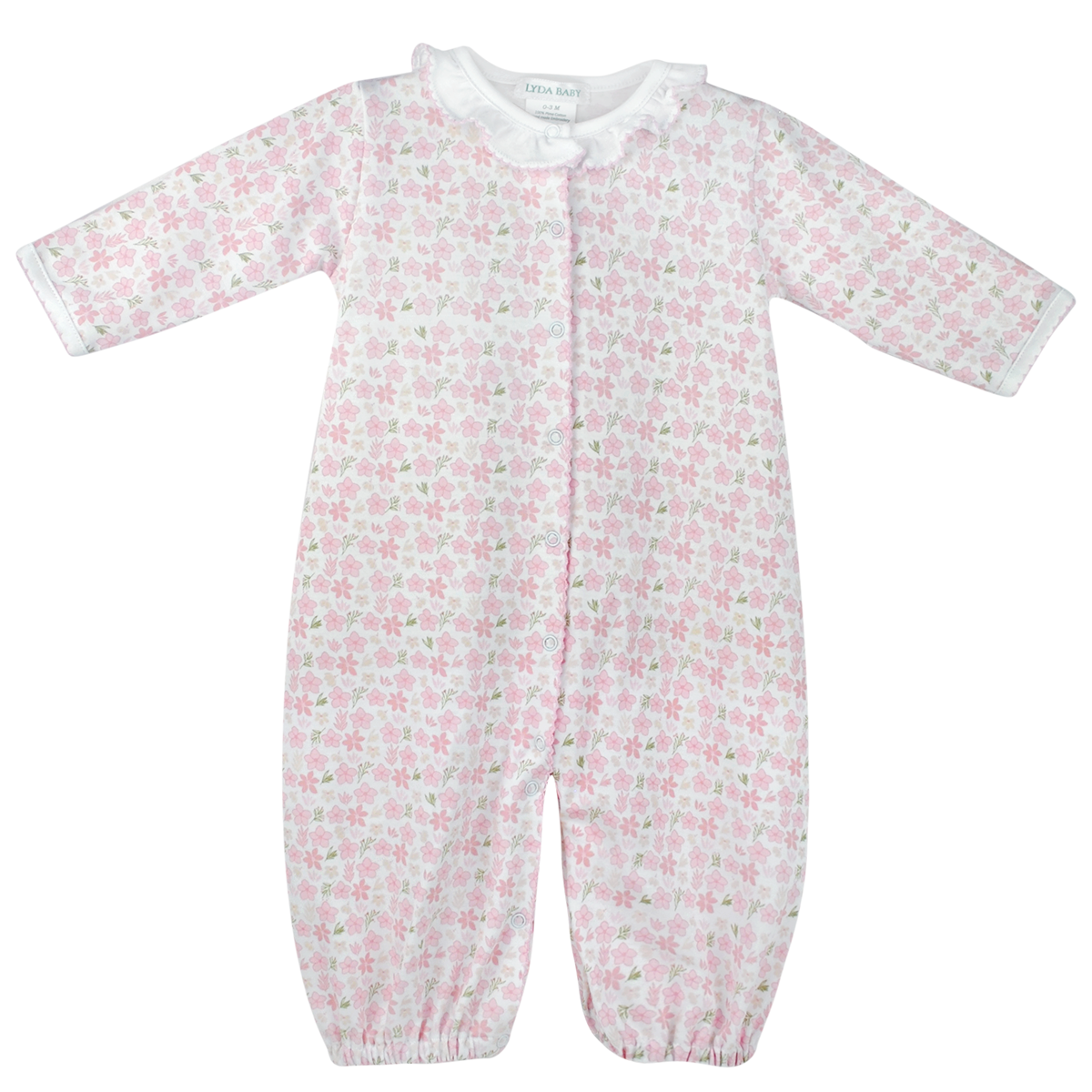 Baby Girl Converter Gown - Pink Flowers Print