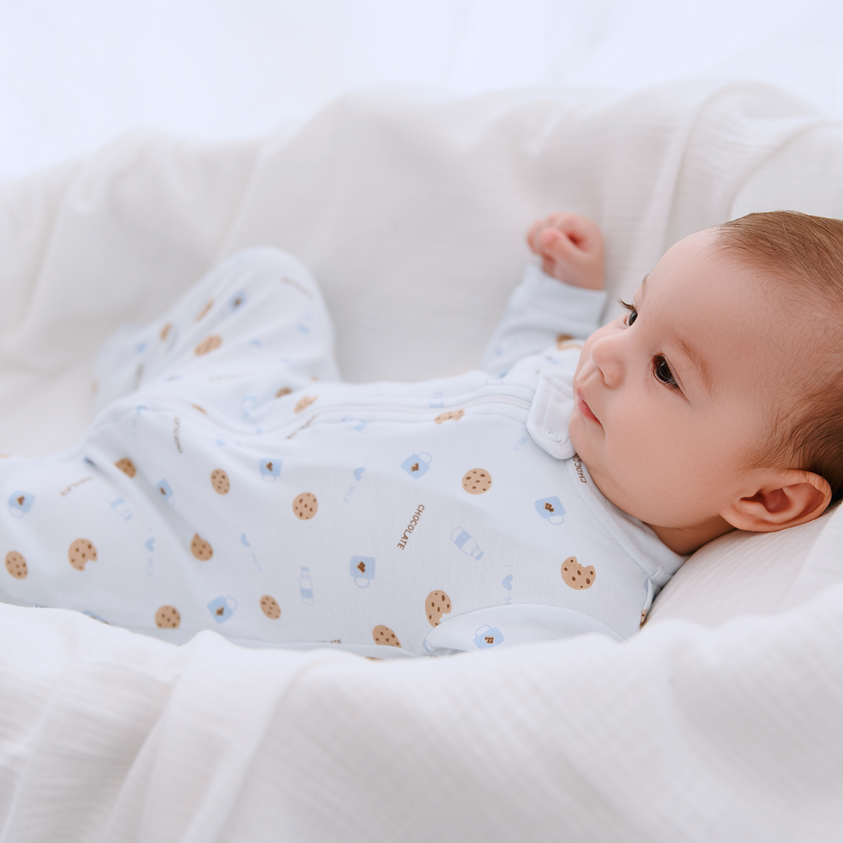 Cookies Printed Zipper Footie | Baby Boy