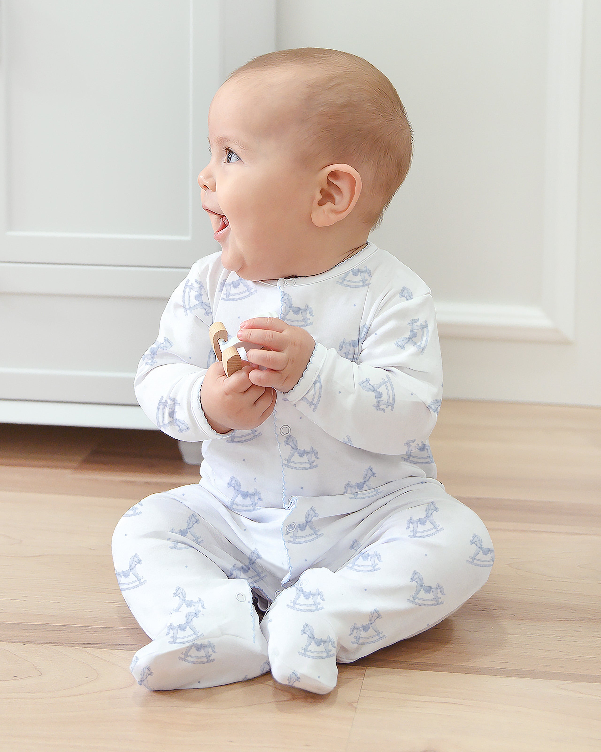 Wooden Rocking Horse Printed Footie | Baby Boy