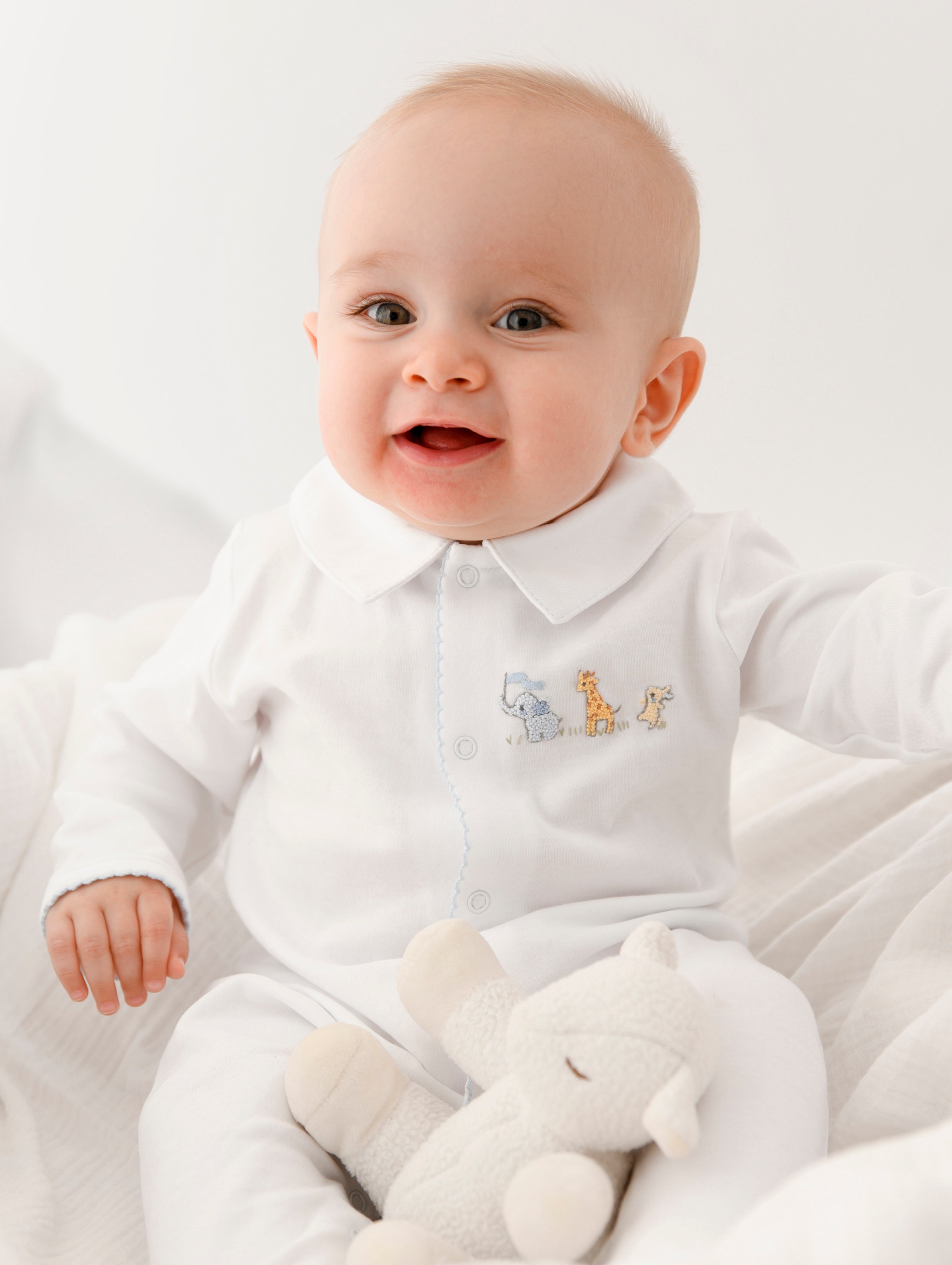 Baby Animals Embroidery Footie | Baby Boy